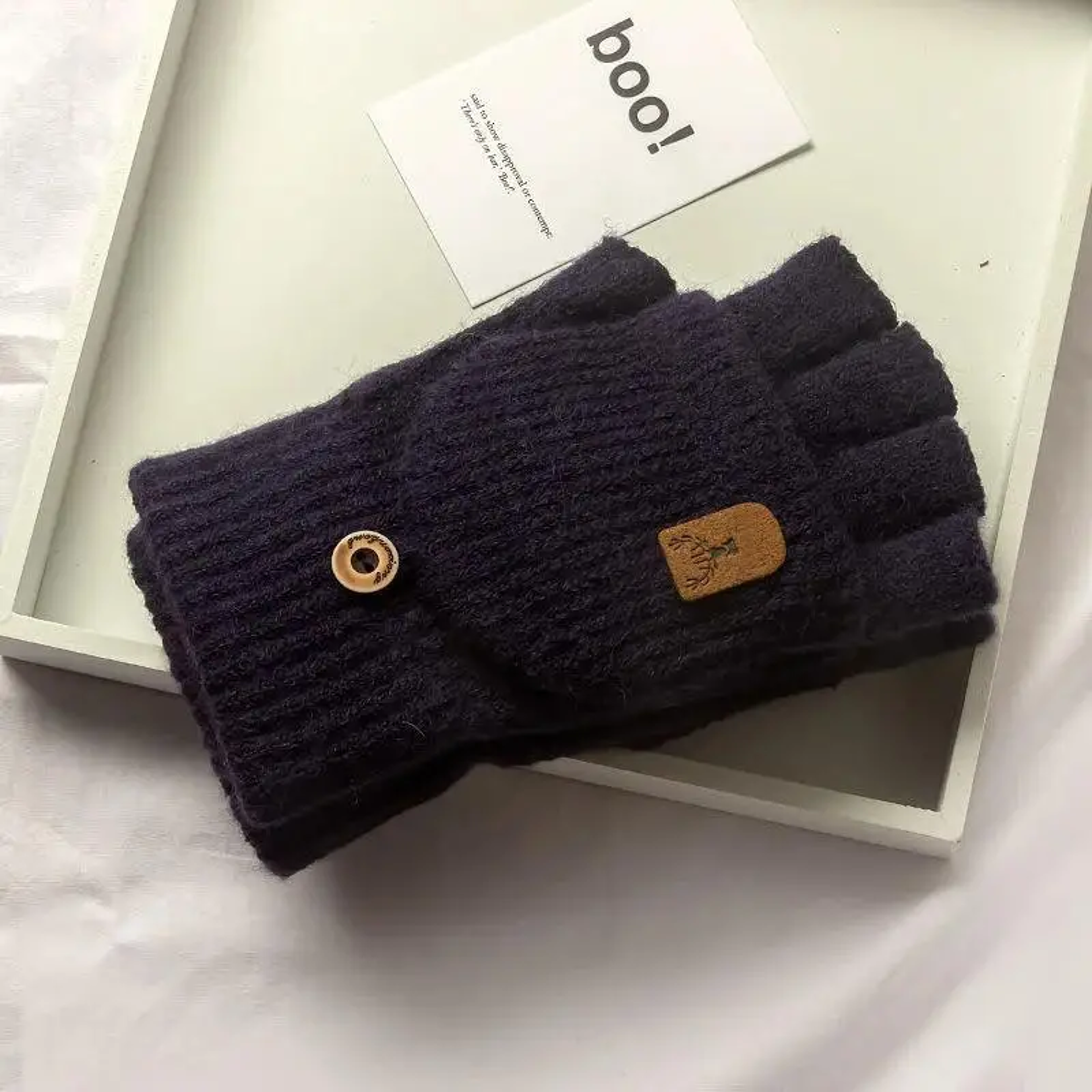 Knitted Fingerless Gloves For Men And Women Winter Warm Half Finger Touchscreen Gloves 4