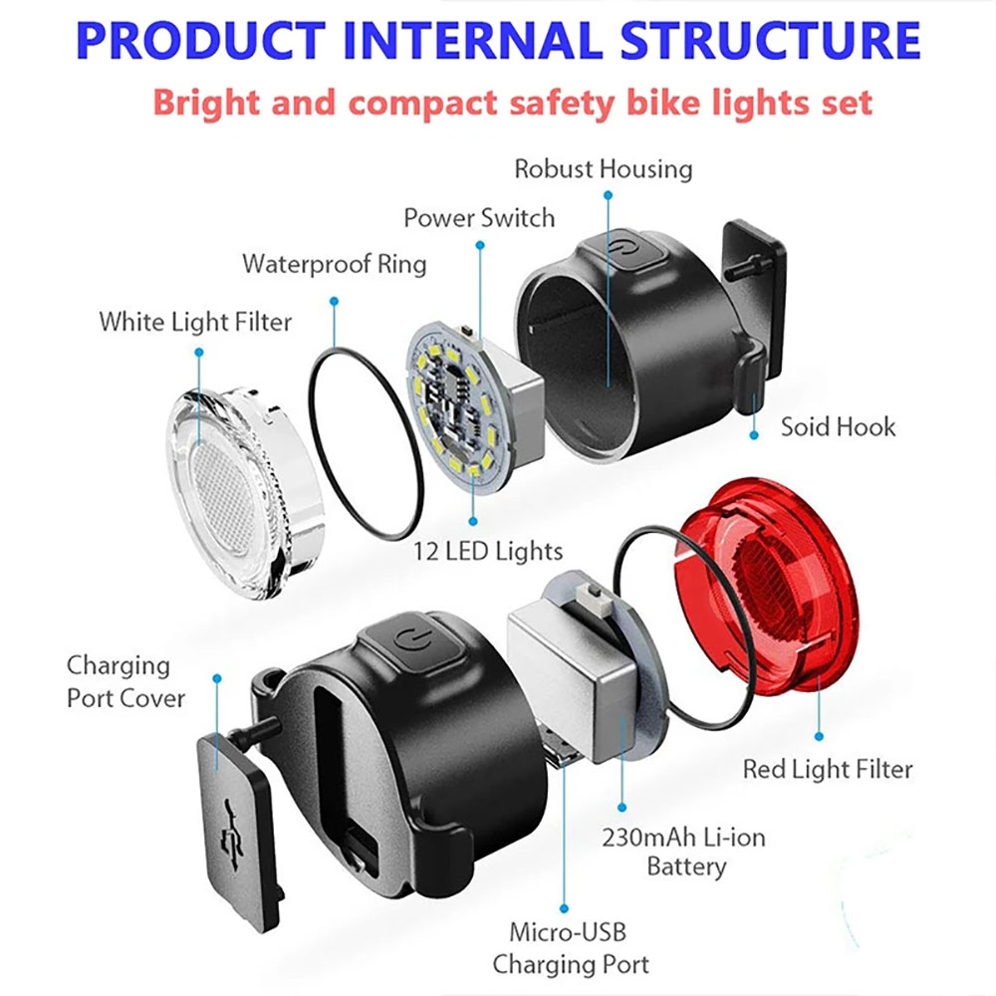 Rechargeable LED Bicycle Tail Light USB Powered Waterproof Safety Warning Lamp For Front  Rear 4