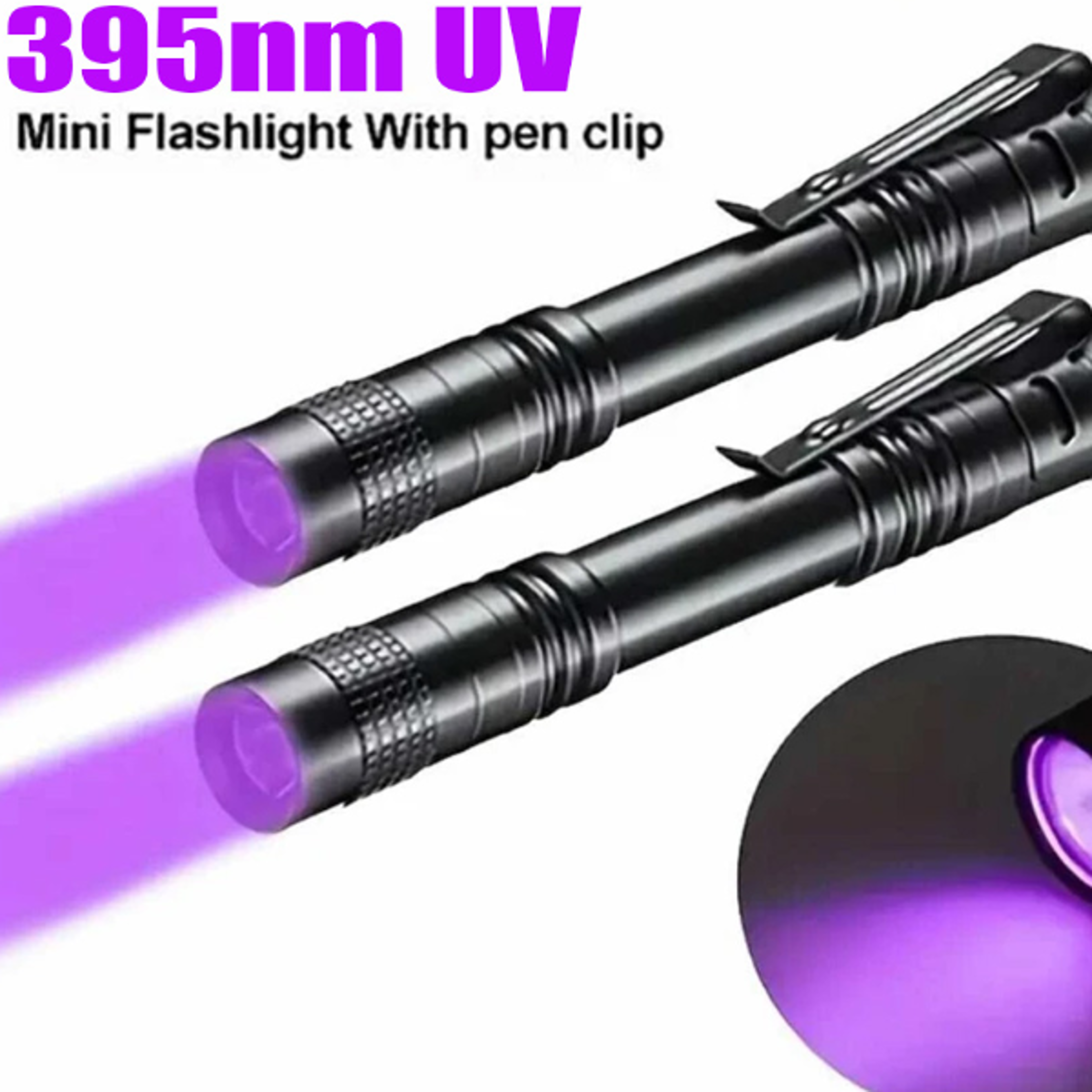 uv flashlight pen clip torch portable violet light for pet urine, scorpion detection & more