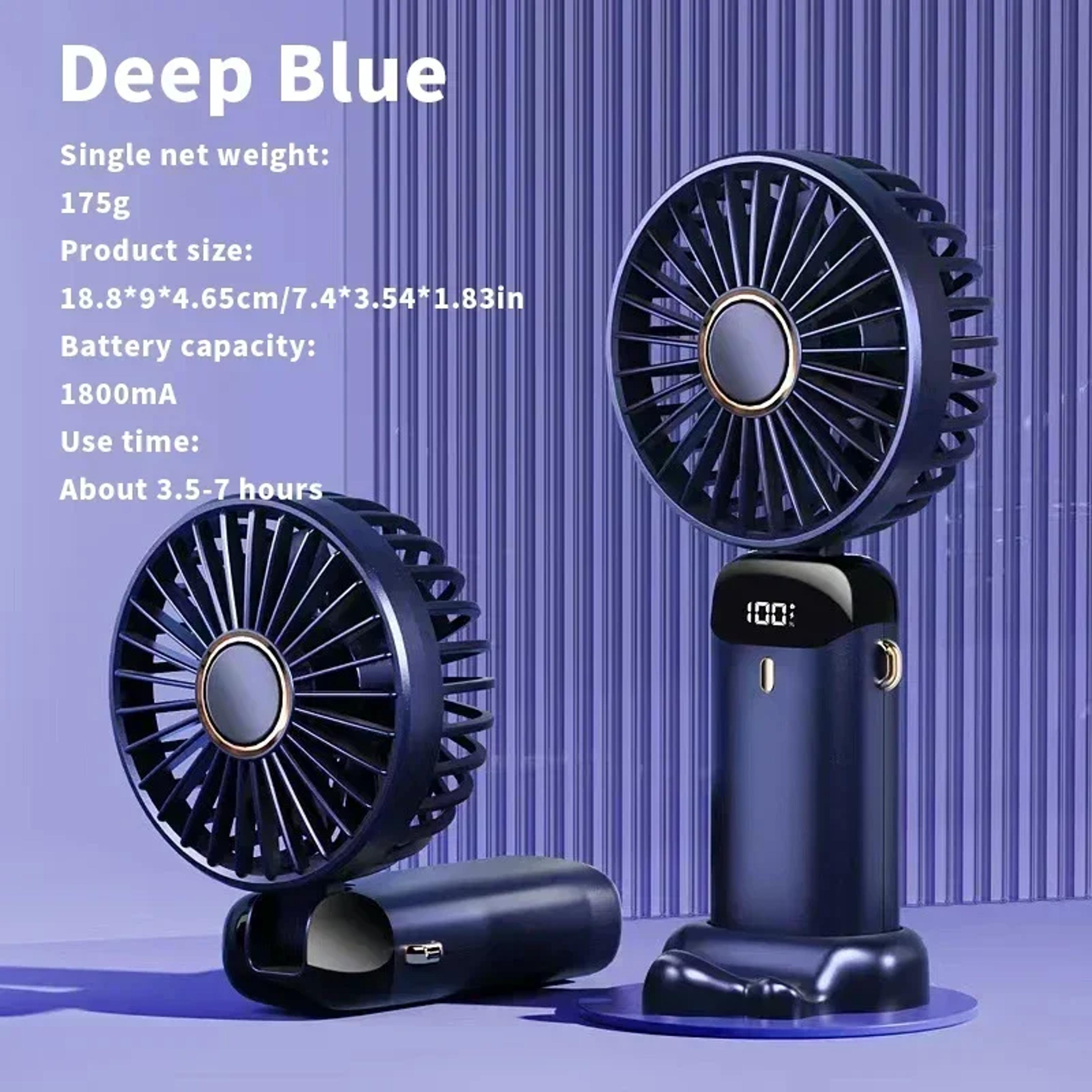 Portable USB Handheld  Neck Fan With LED Display And Phone Stand 1