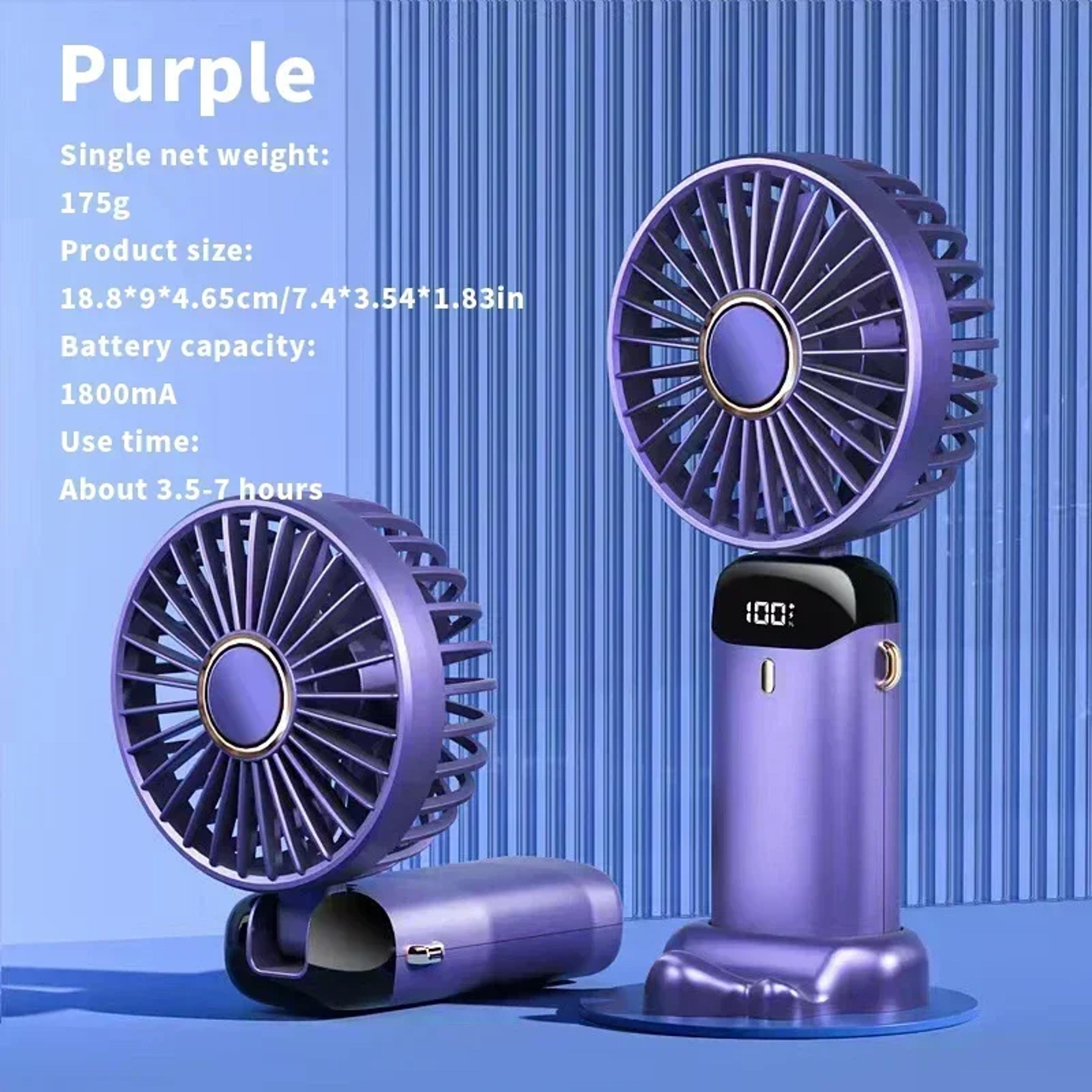 Portable USB Handheld  Neck Fan With LED Display And Phone Stand 10