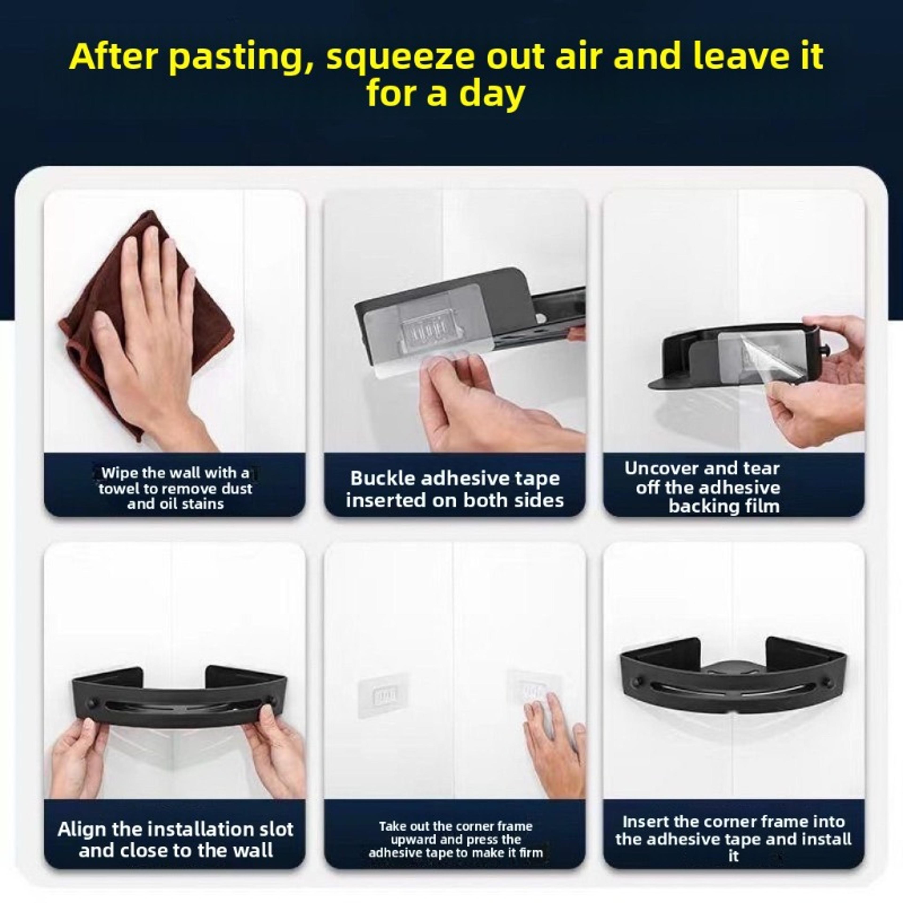 Strong Adhesive No Drill Shower Shelf Waterproof Bathroom Organizer For Shampoo And Towels 4
