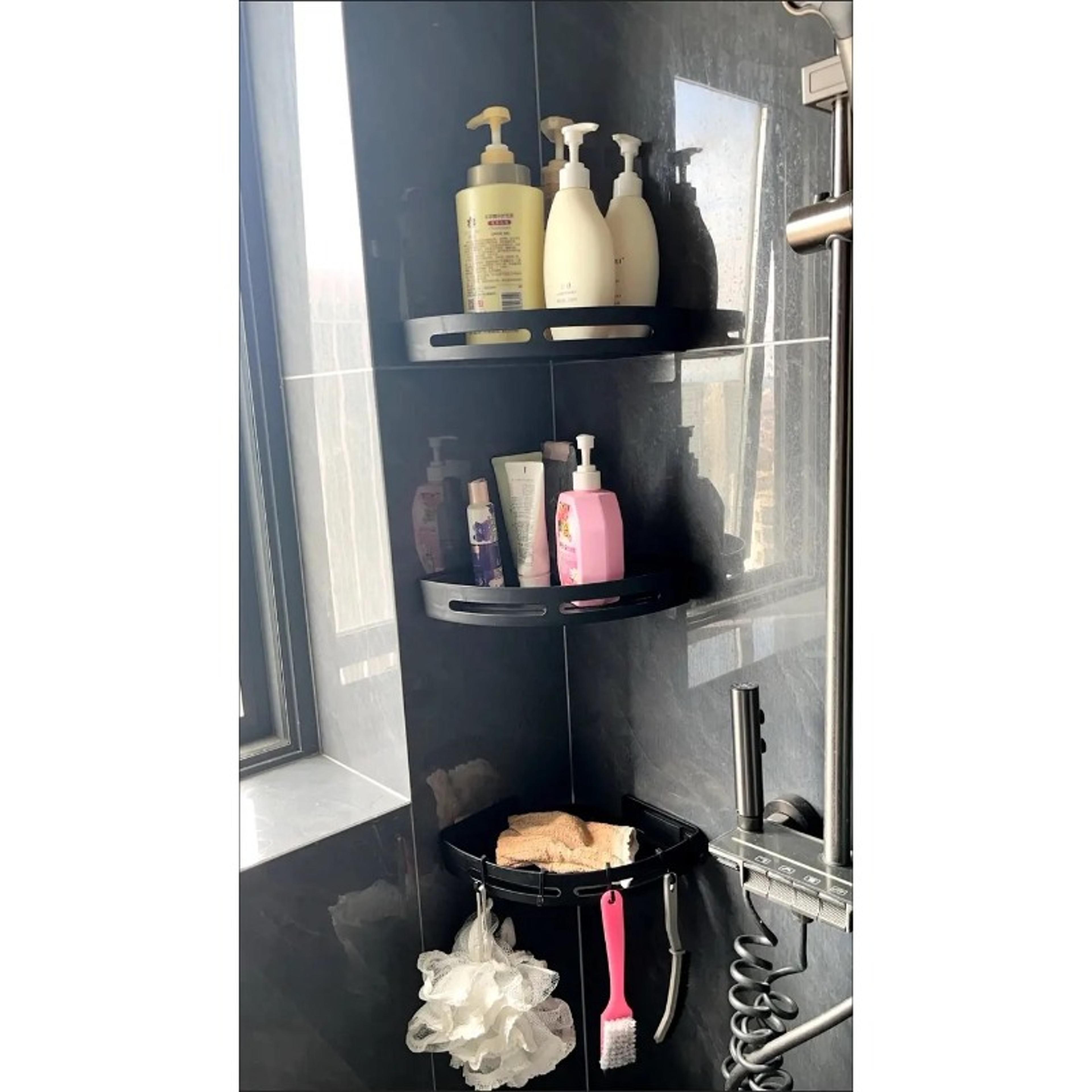 Strong Adhesive No Drill Shower Shelf Waterproof Bathroom Organizer For Shampoo And Towels 6