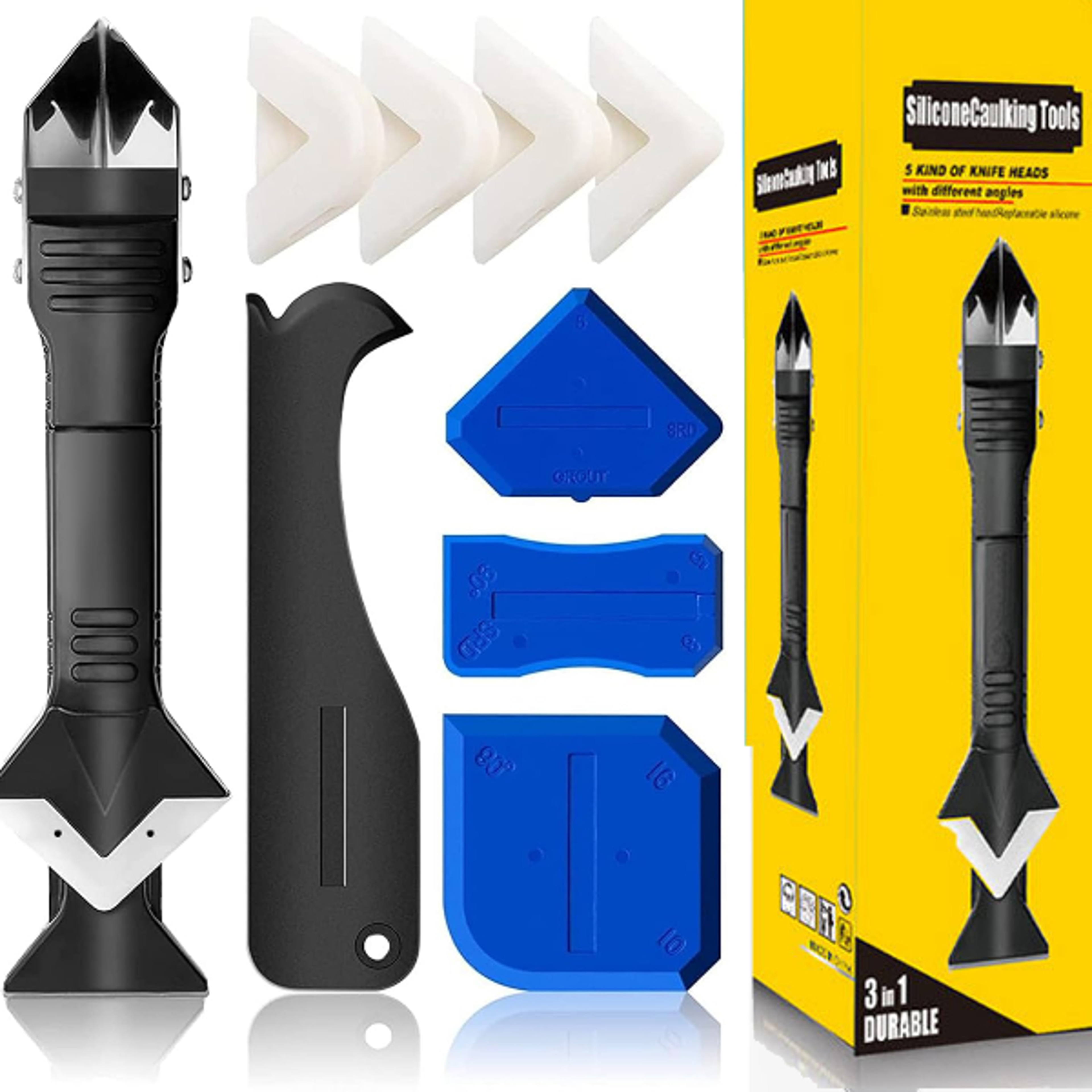silicone remover and caulk finisher kit complete floor & grout tool set for smooth surface restoration