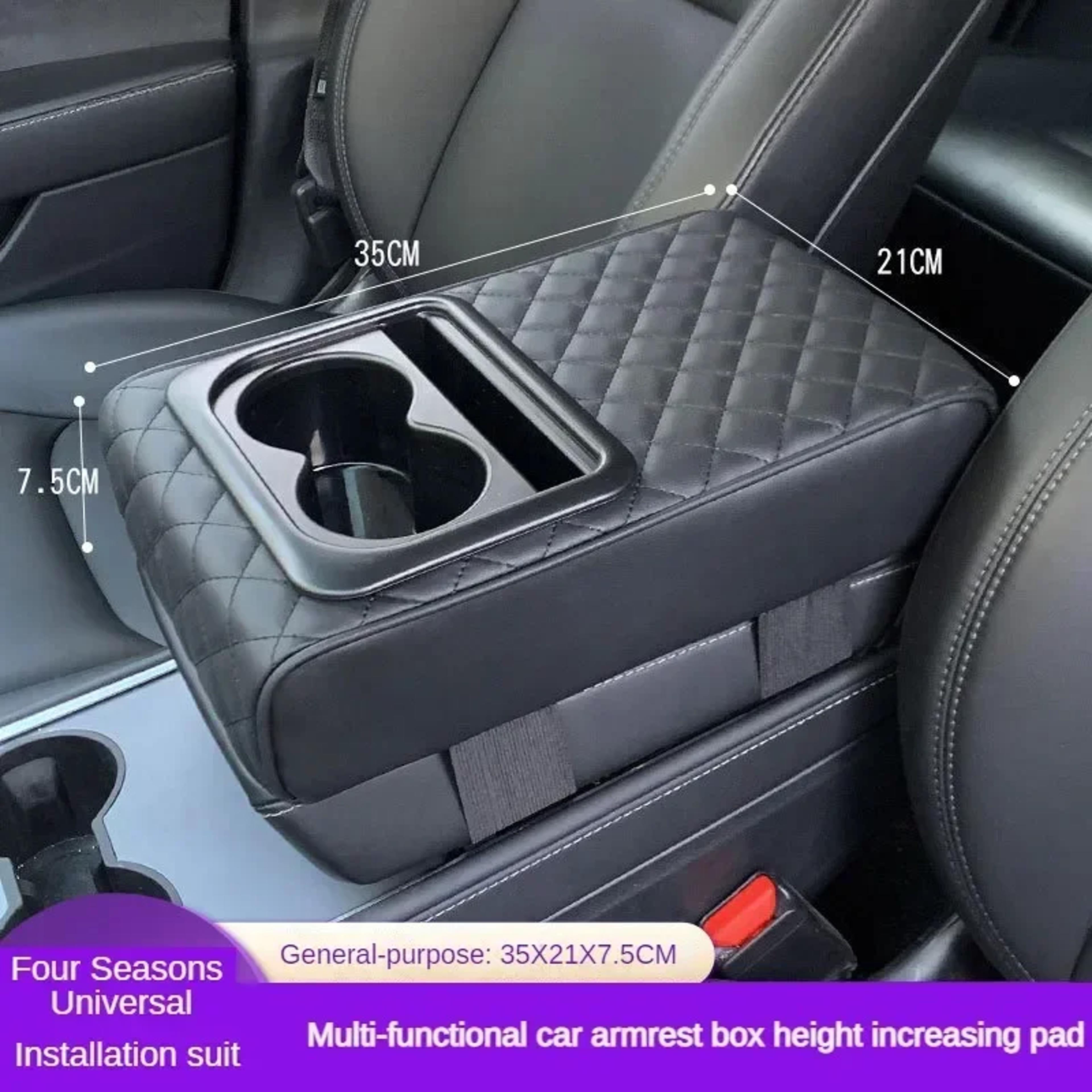 PU Leather Car Armrest Cushion With Cup Holder Universal Auto Center Console Pad For Comfort  Prote 4