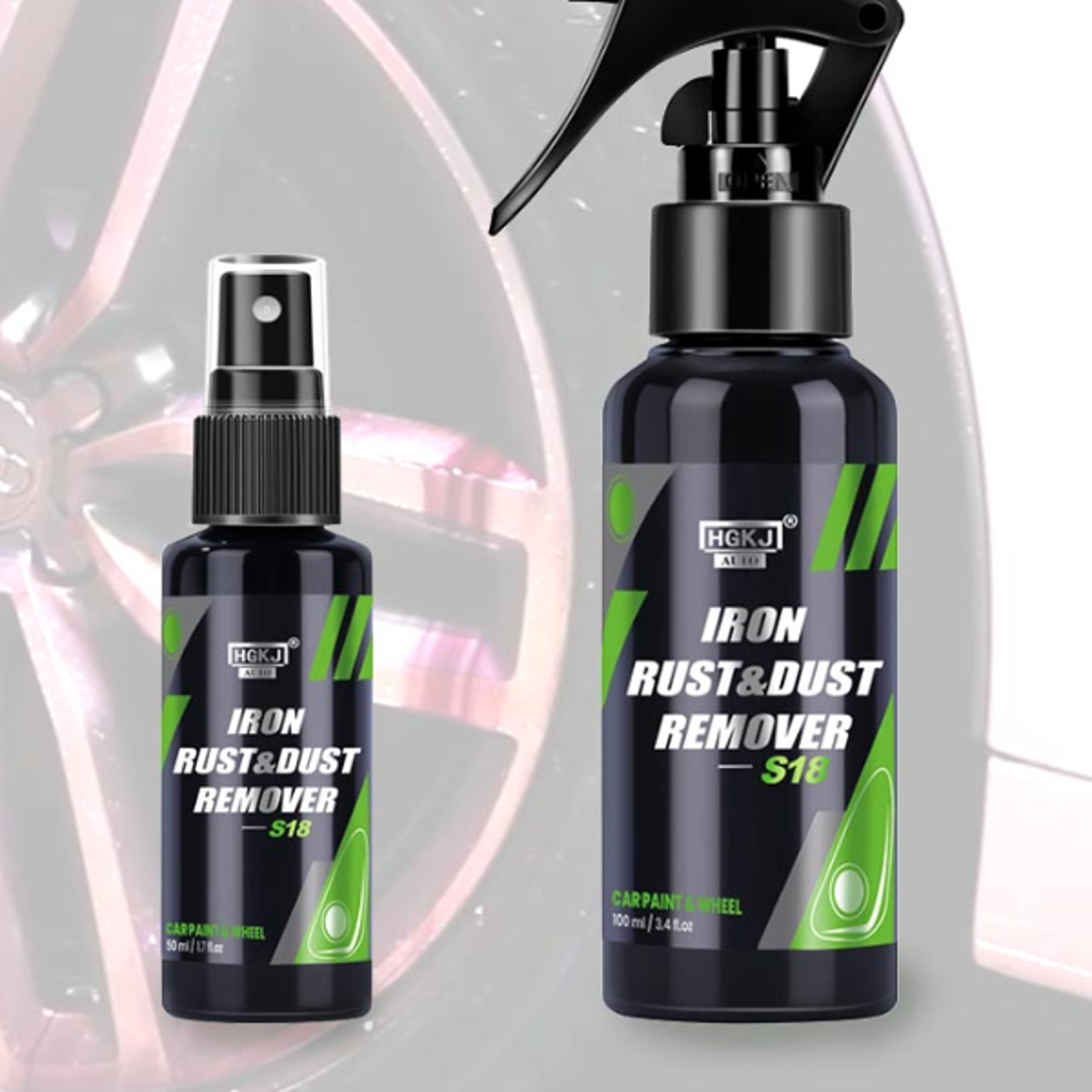 car rim & paint cleaner spray removes rust, brake dust & iron particles, safe for all surfaces