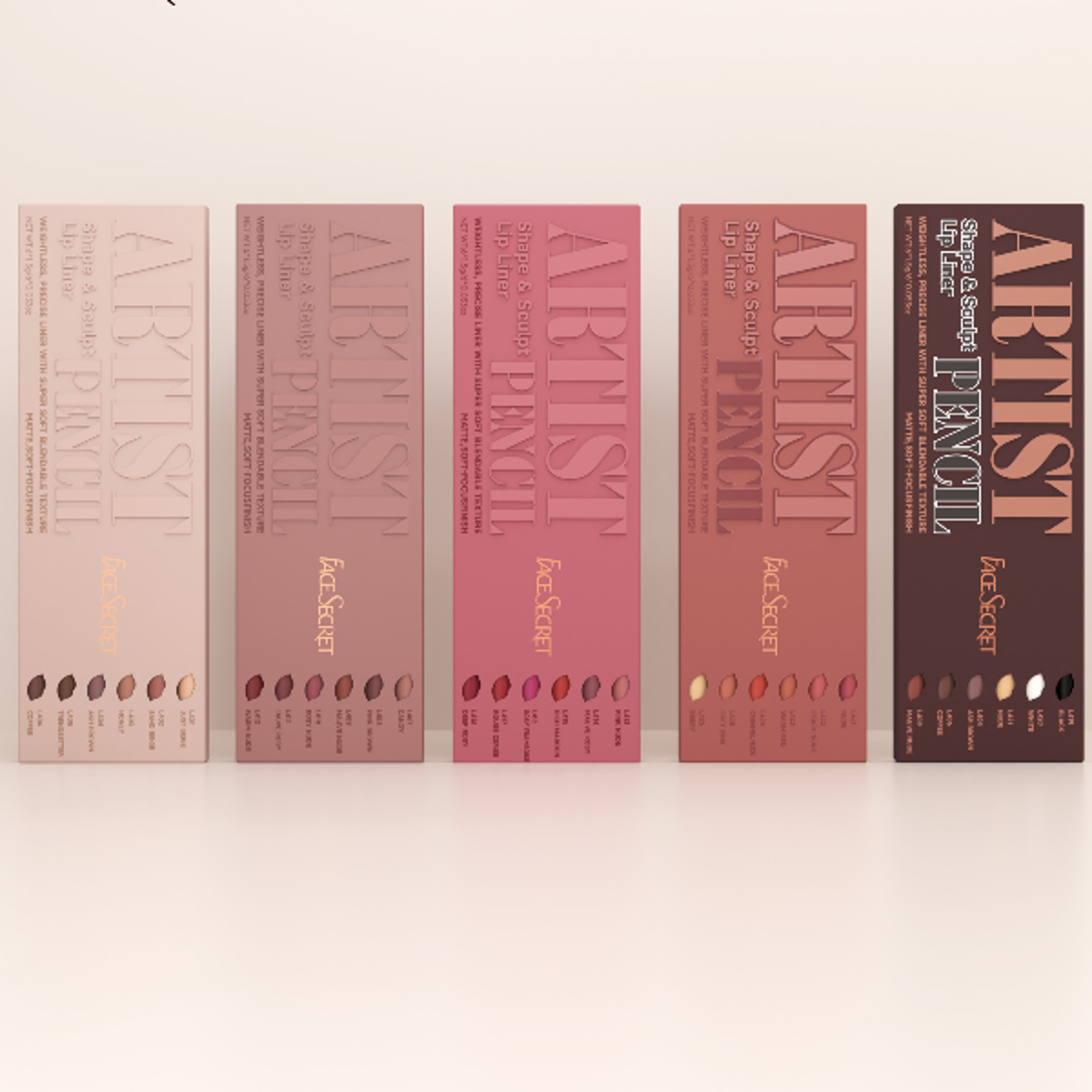 artist shape sculpt lip liner pencil set weightless, precise matte liner for soft, blendable texture