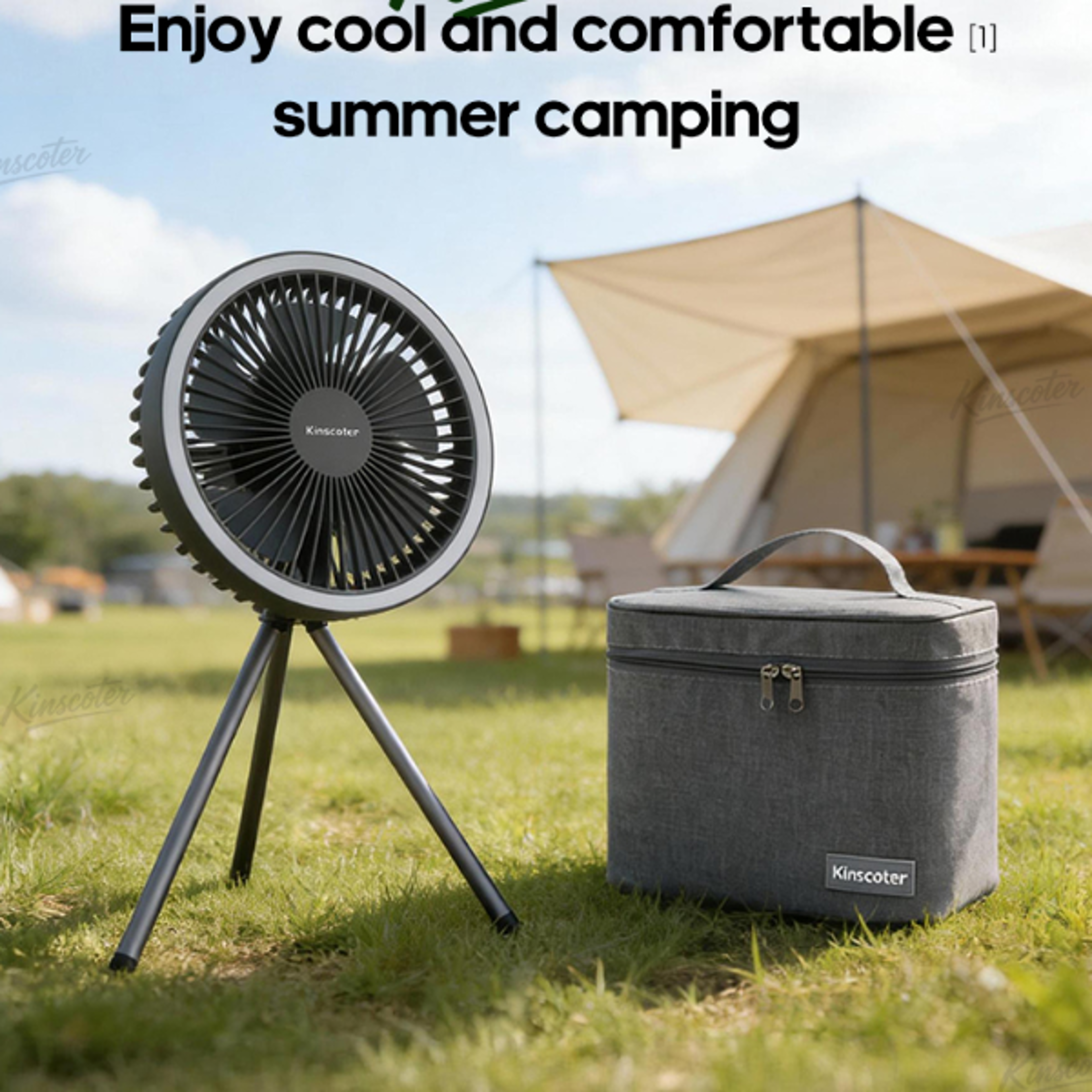 portable camping fan with led lighting & power bank rechargeable wireless circulator for outdoor & indoor use