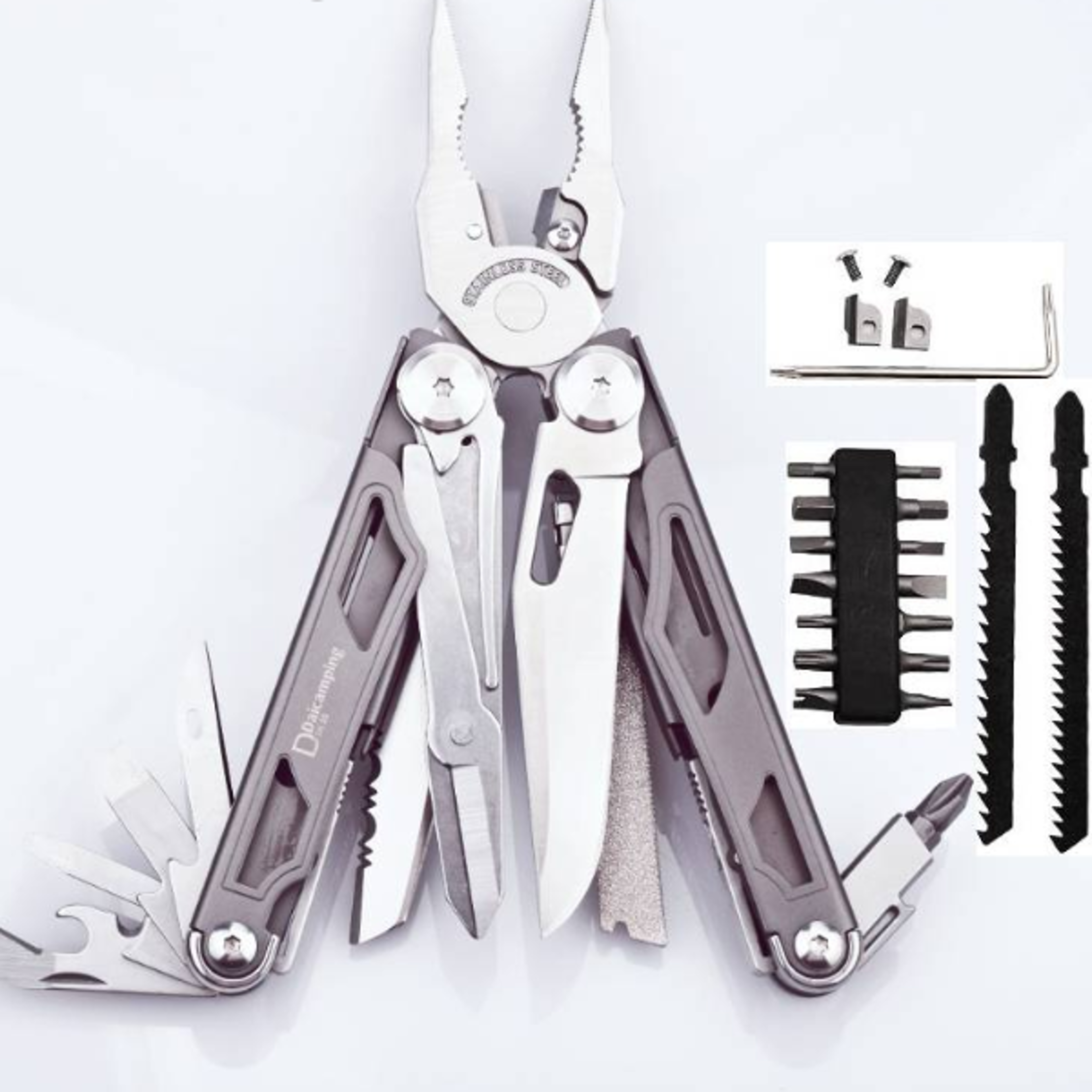 replaceable part multi tool set survival pliers & multifunctional folding knife