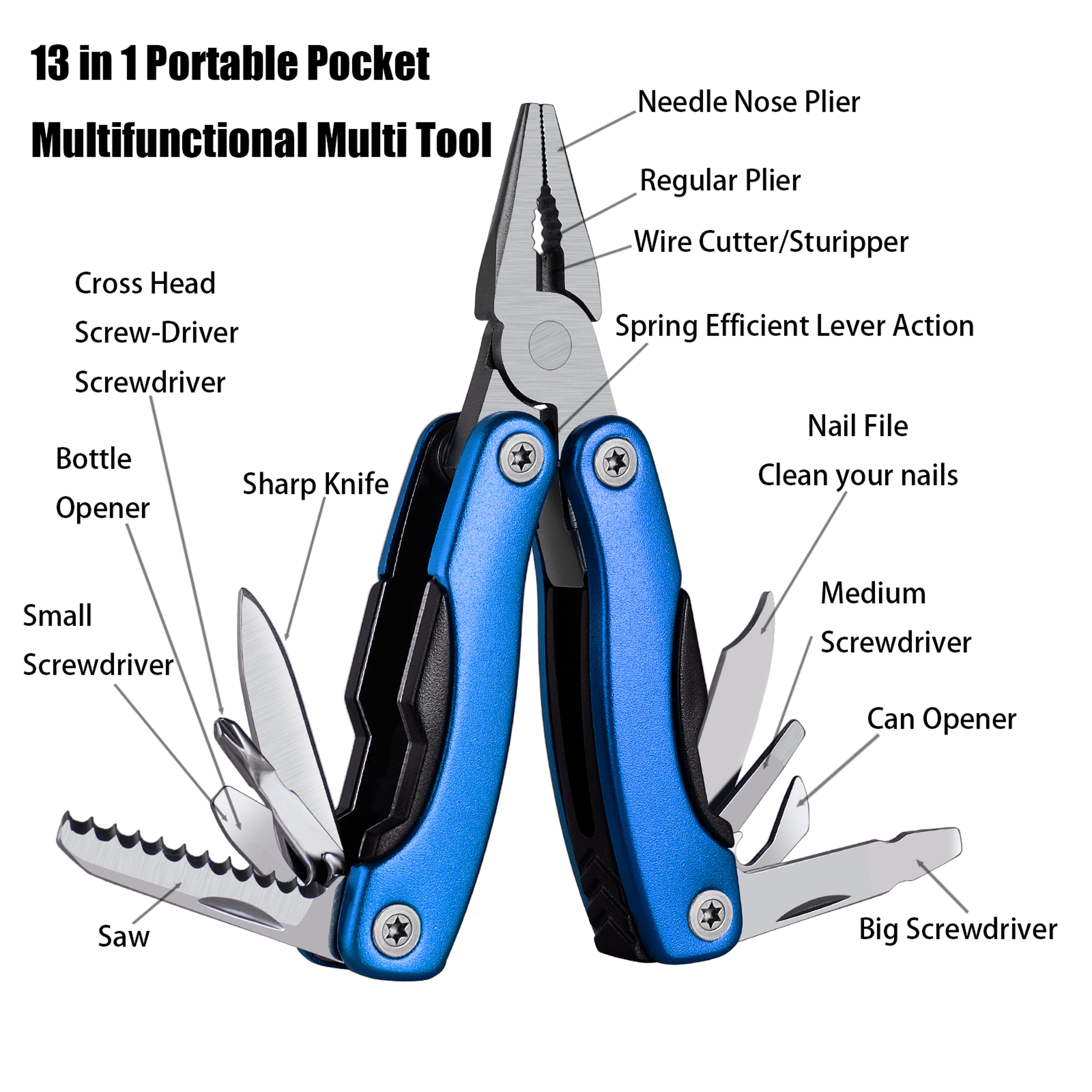 Portable Pocket Multitool Pliers Multifunctional Camping Tool With Knife Screwdriver  More 2