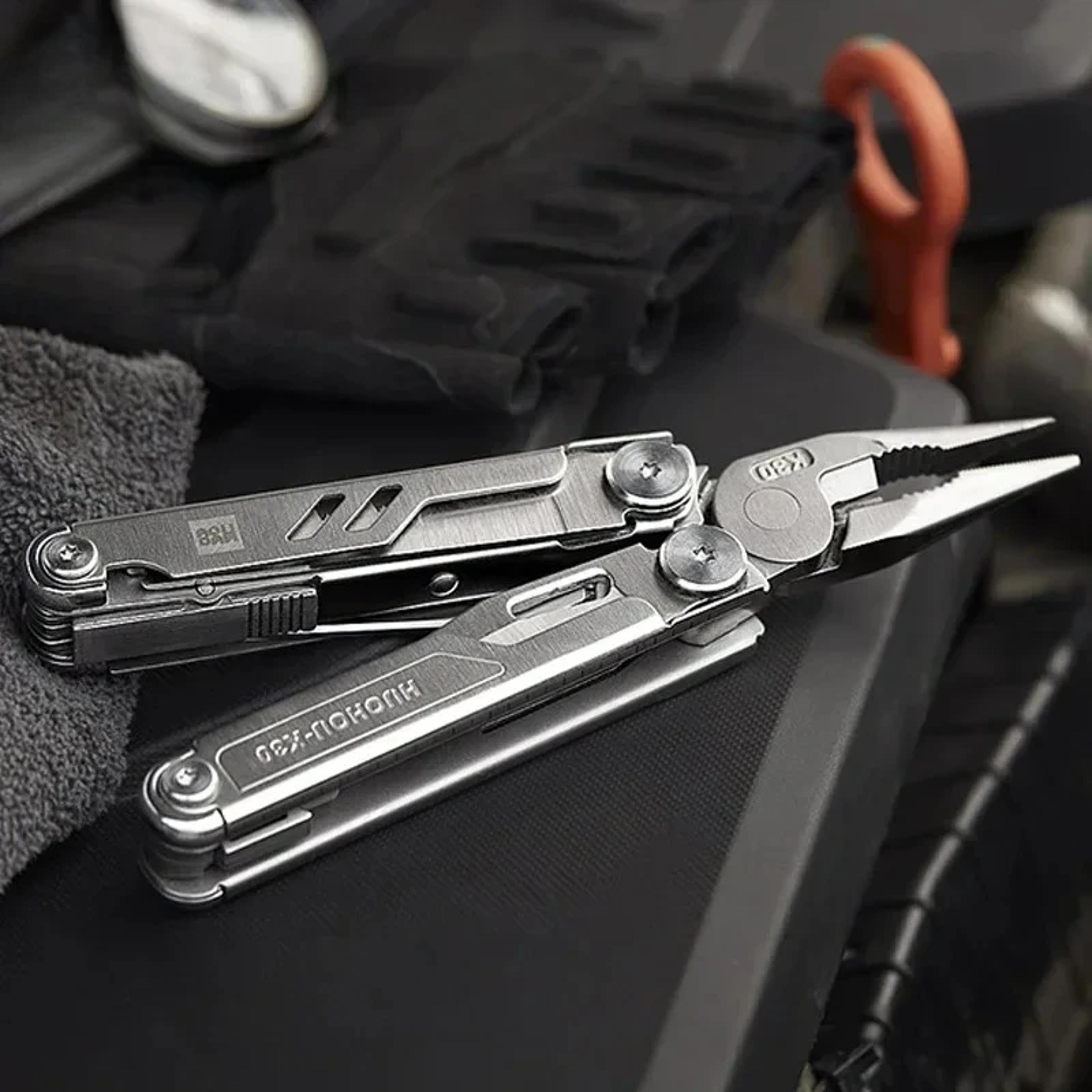 multitool folding pliers with knife, scissors, saw, and more compact outdoor survival edc tool
