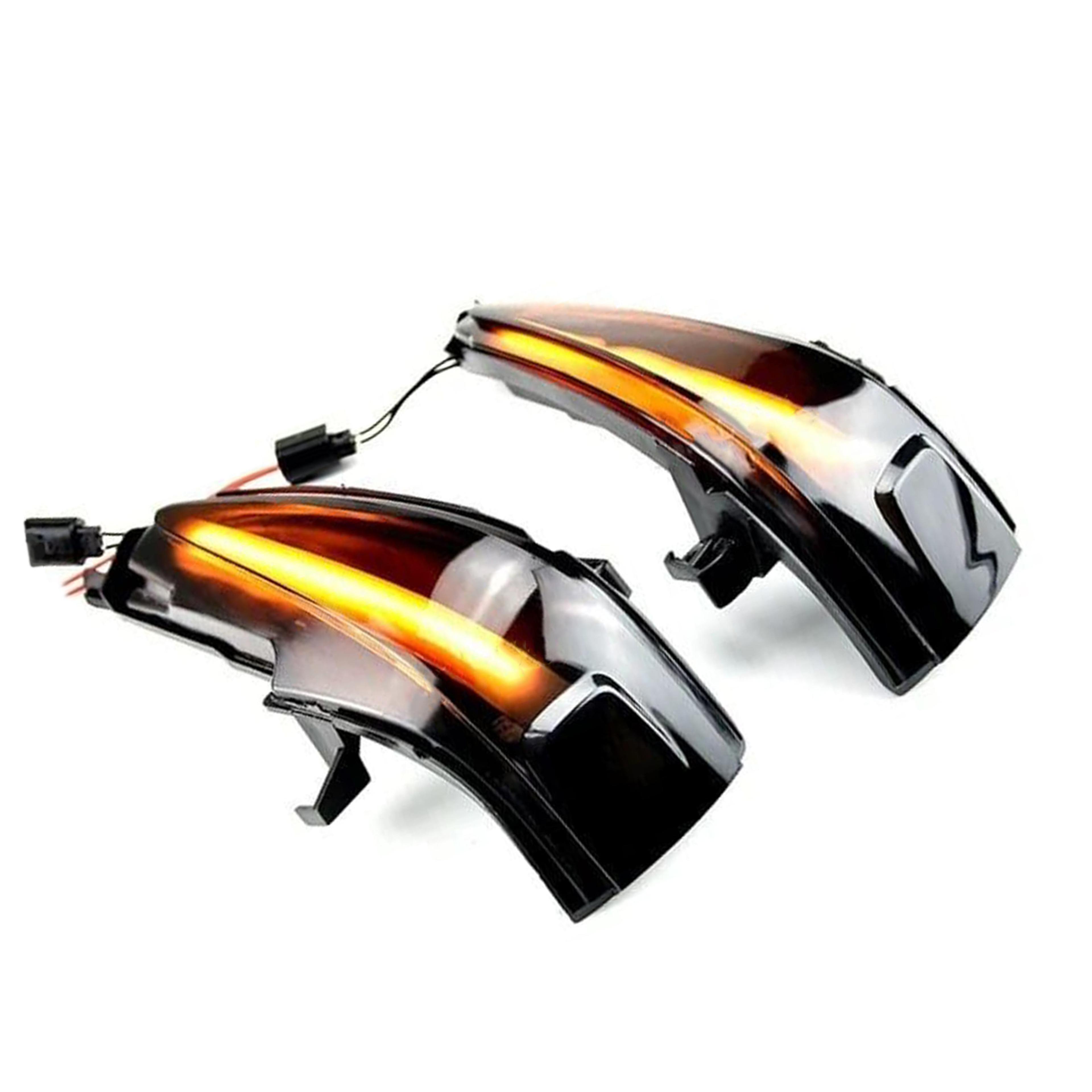 side mirror sequential turn signal light dynamic led indicator with glossy black lens, plug and play