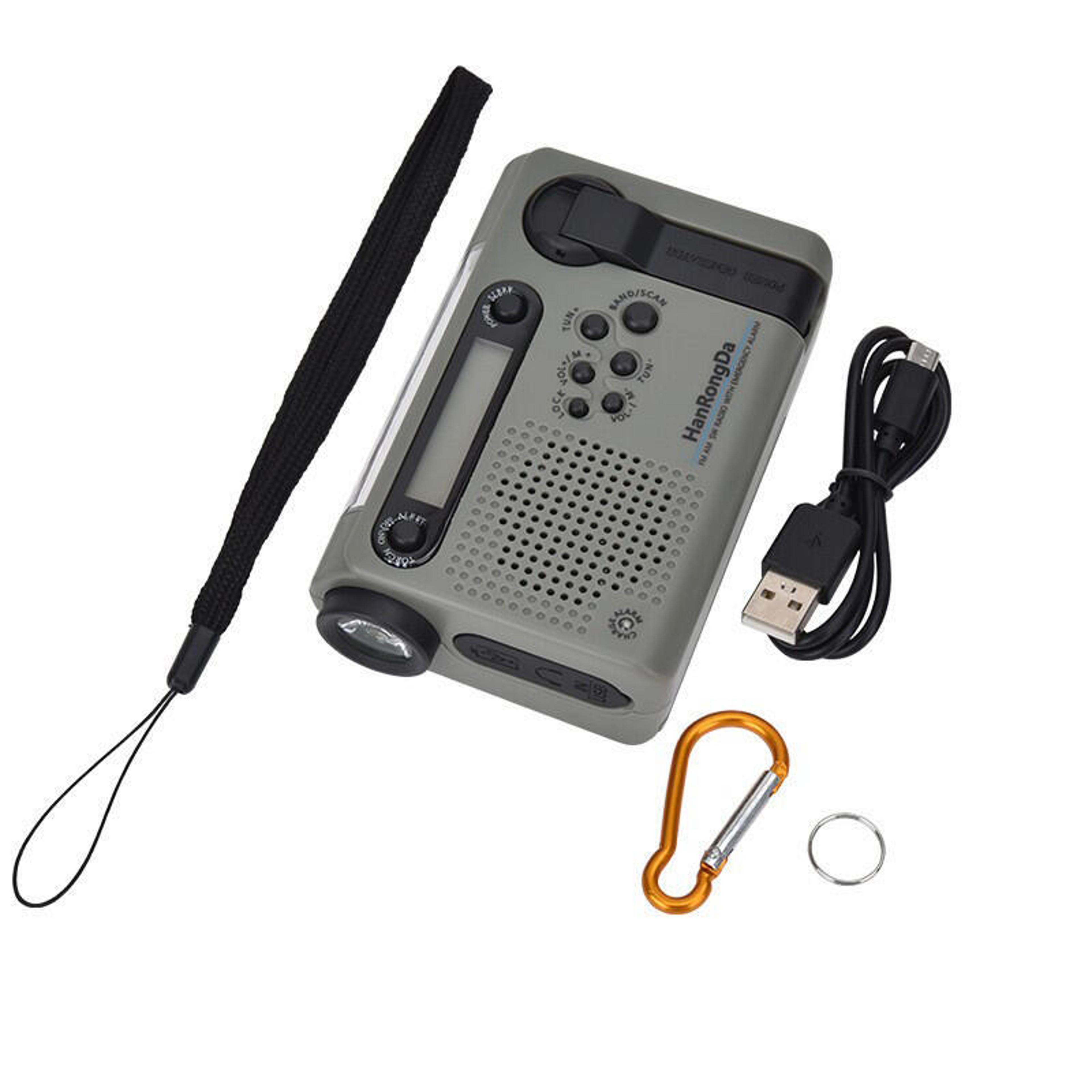 portable solar hand crank radio with power bank, phone charger, flashlight & weather emergency radio
