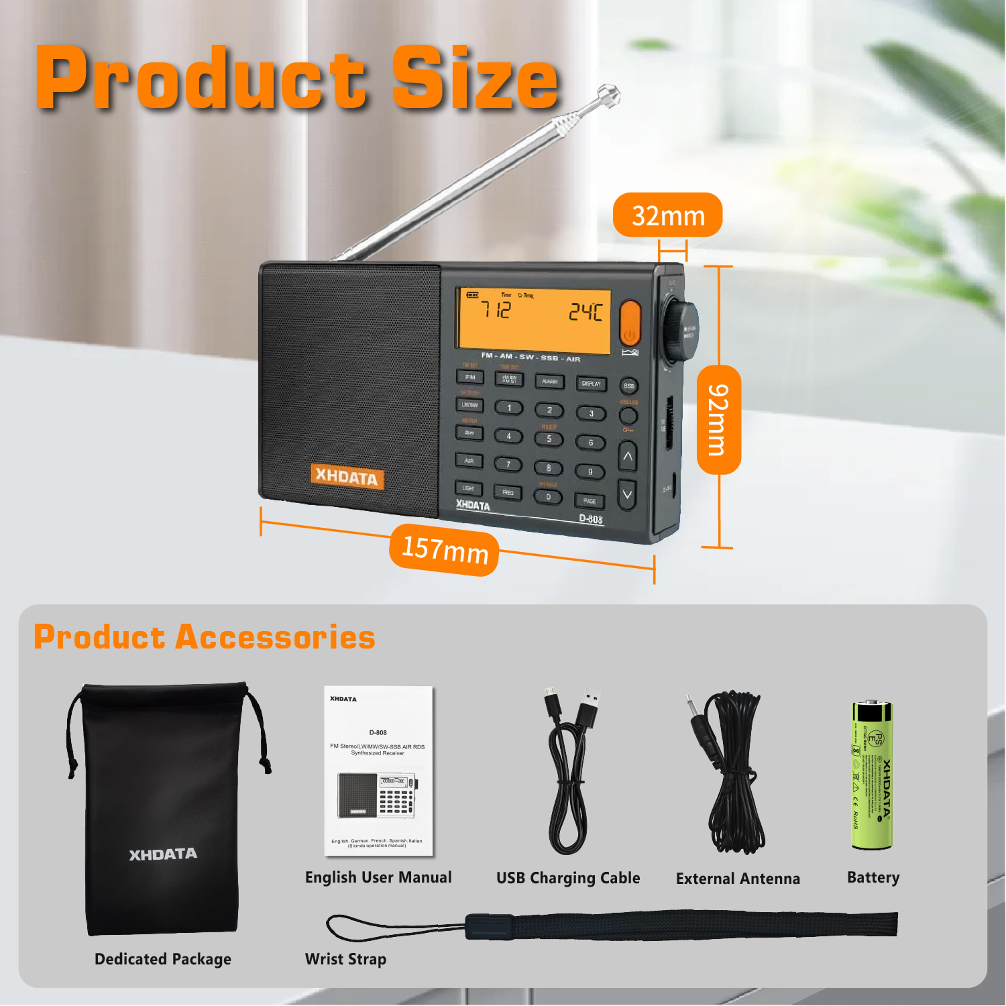 SSB AIR RDS Full Band Portable Radio Rechargeable Deep Sound Stereo Receiver For Global FM Air Band 3