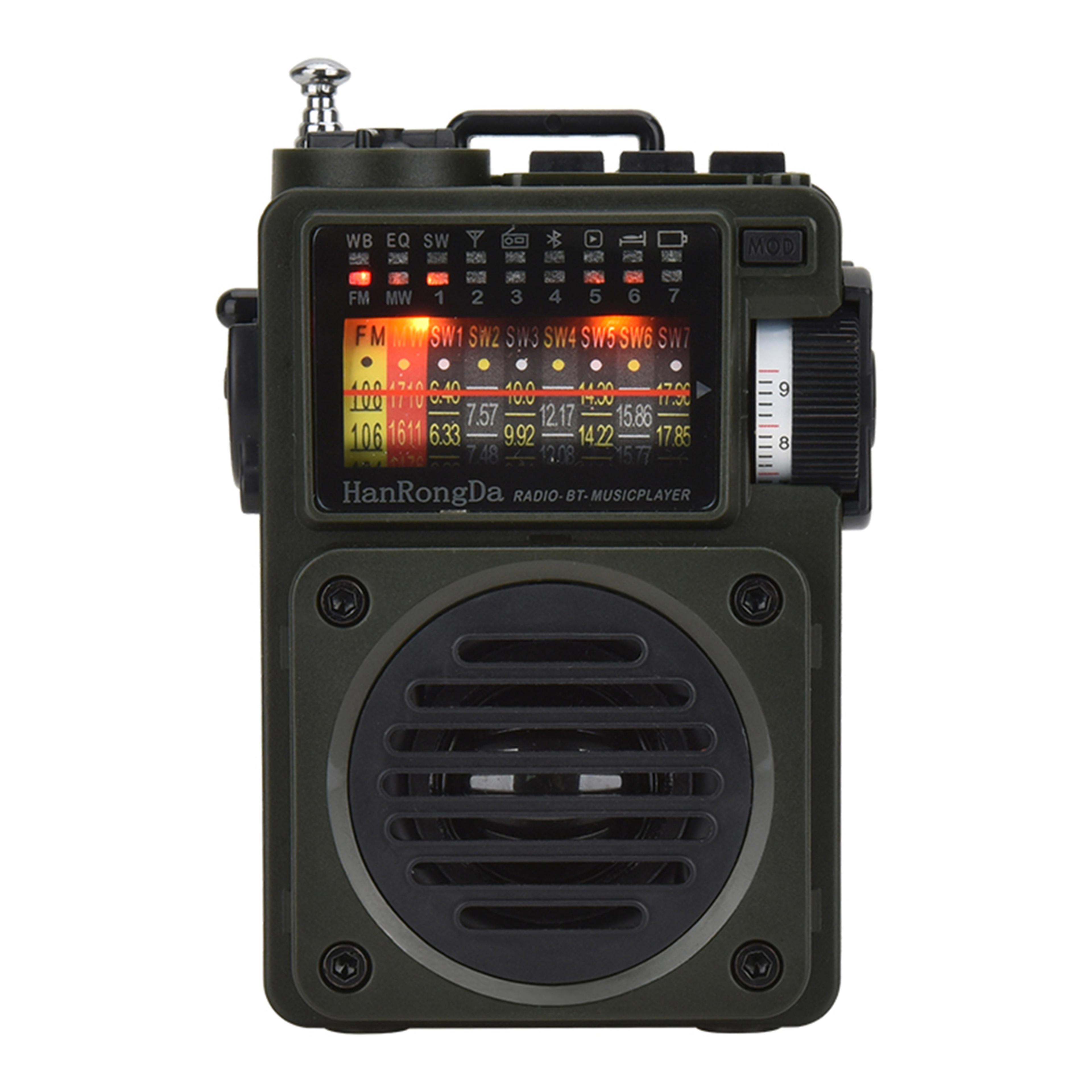 fm radio music player portable retro art music receiver with rechargeable battery, antenna & slot