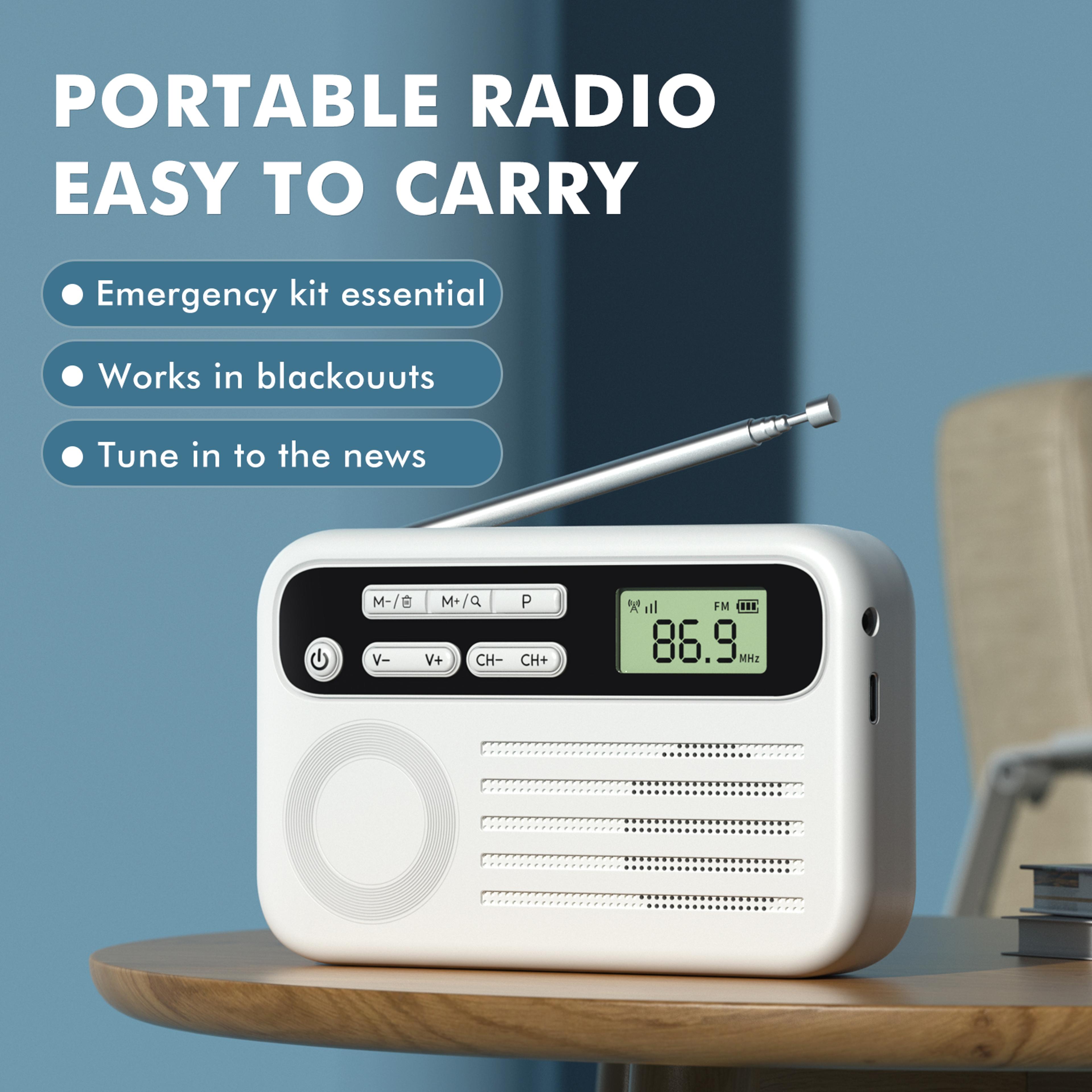 portable am fm radio with dsp reception & headphone jack compact for outdoor & emergency use