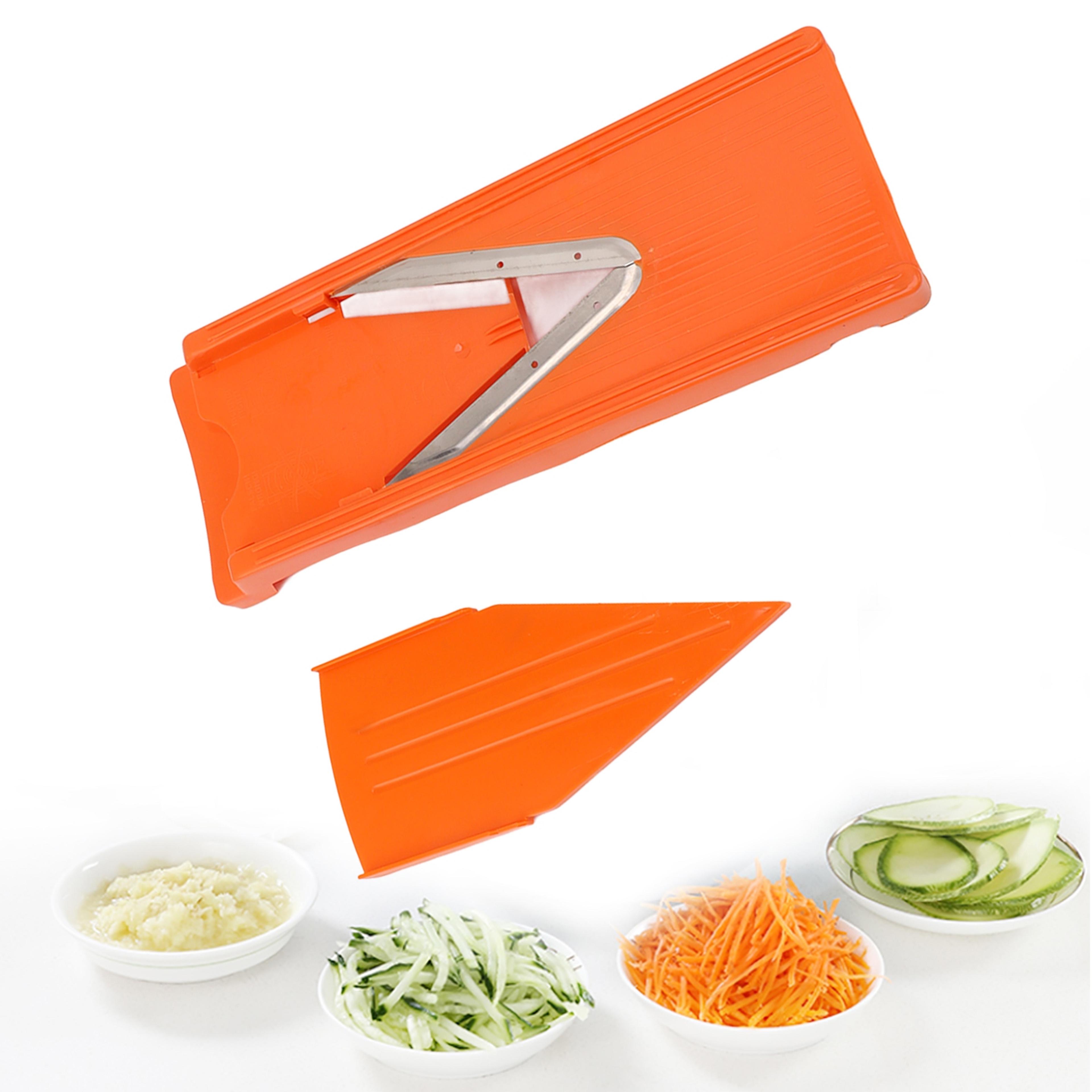 mandolin vegetable slicer with hand protector & stainless steel blades