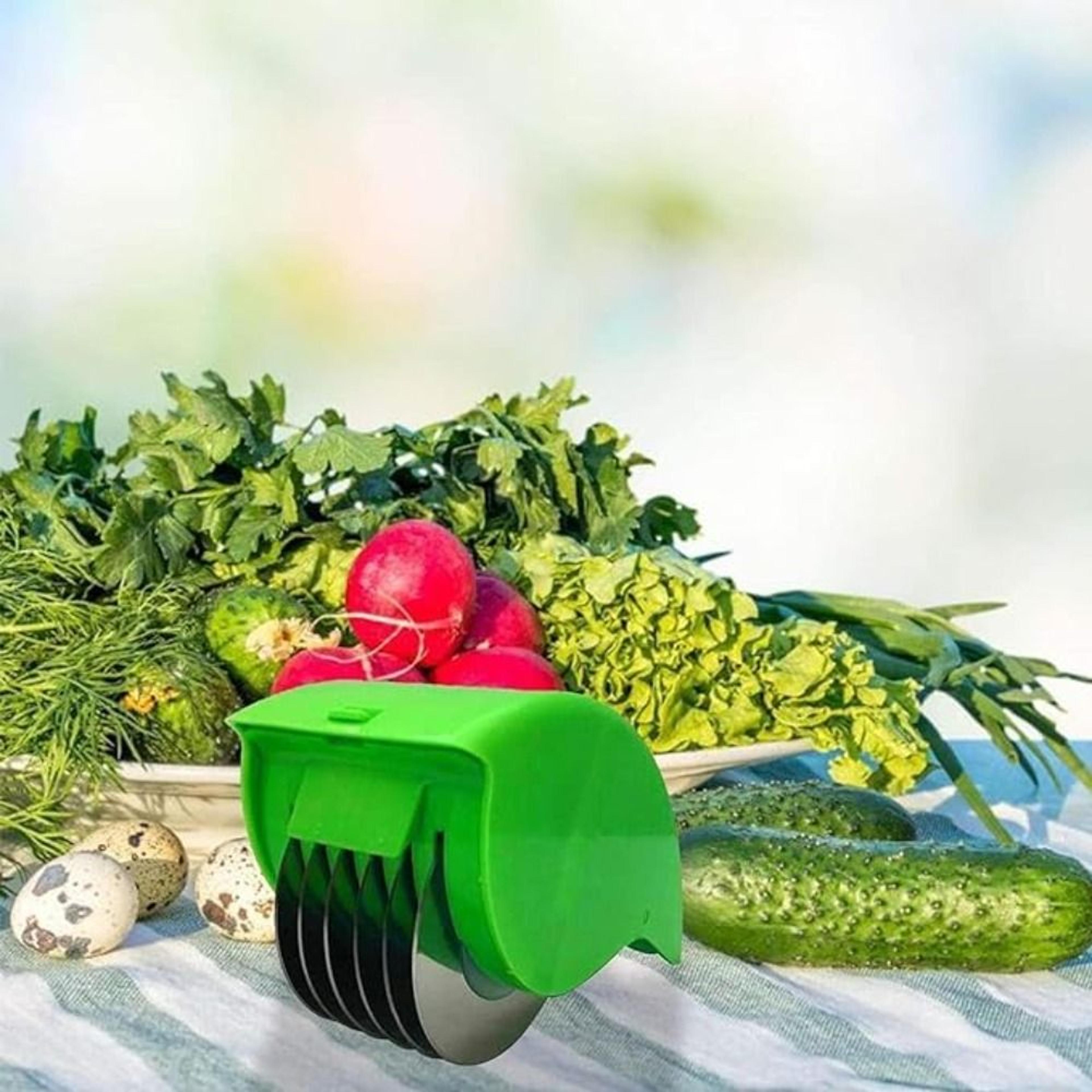 premium manual herb chopper & vegetable cutter tool parsley chopper roller with stainless blade