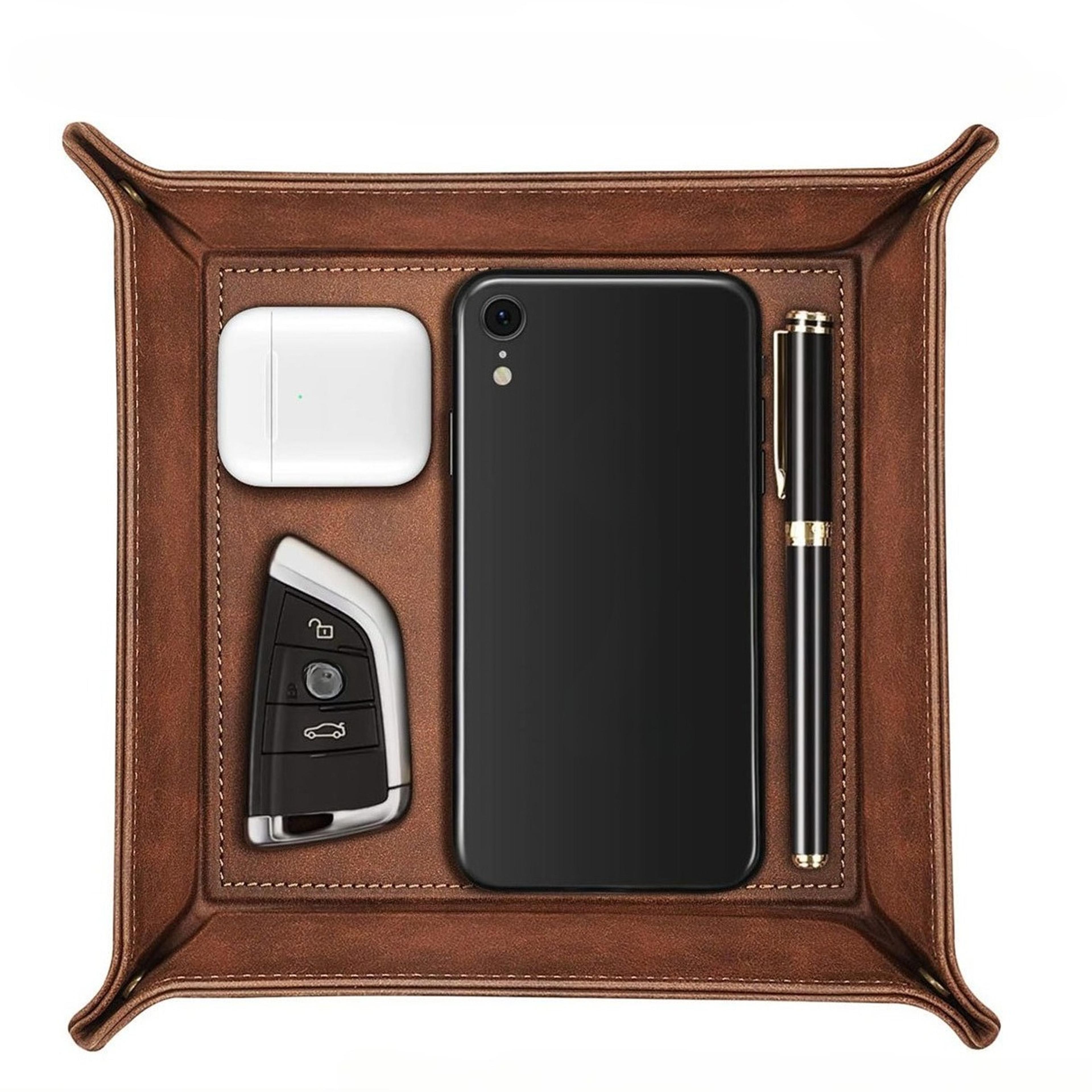 desktop organizer leather storage box pu remote control & key organizer