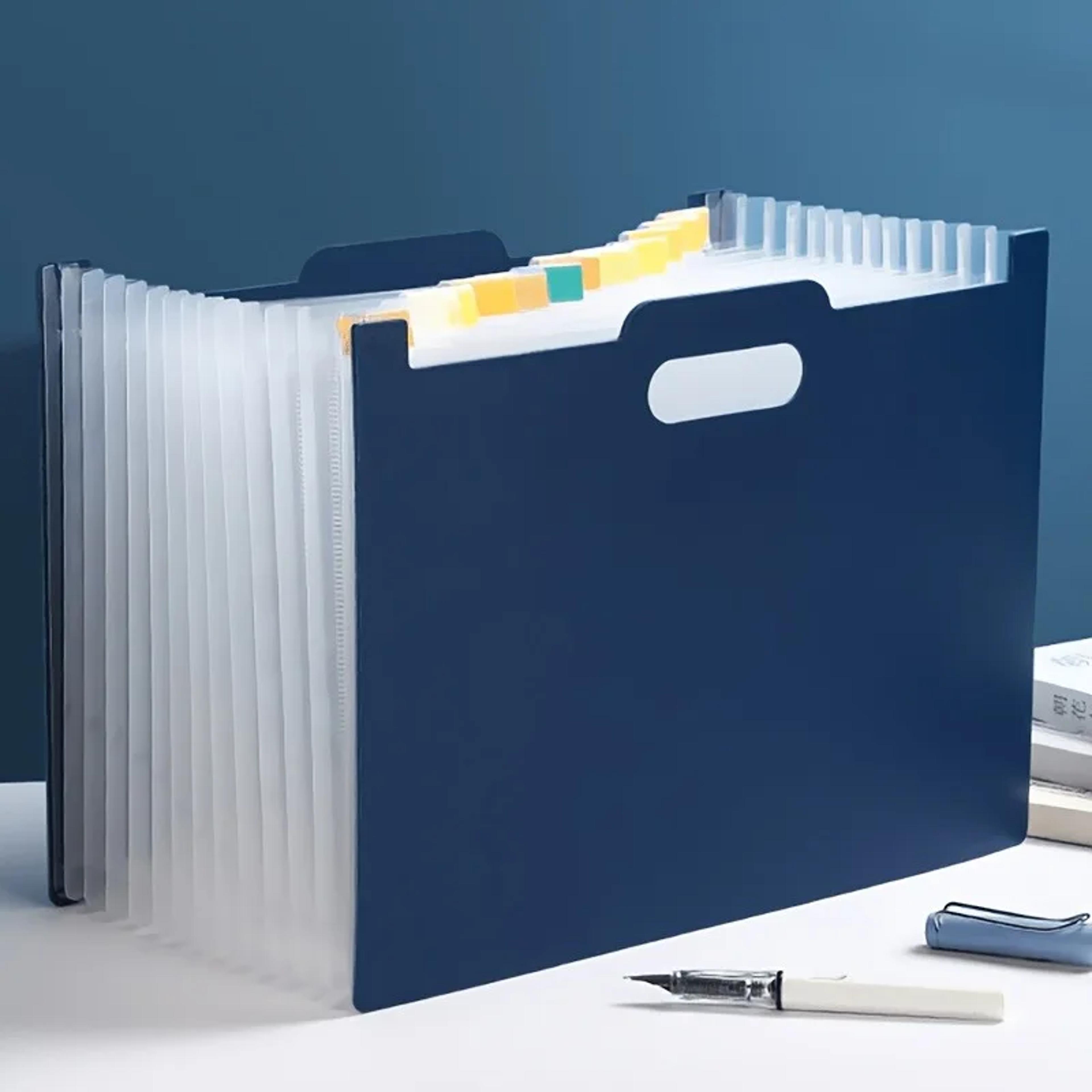 foldable file organizer desk storage box with label pockets for home office