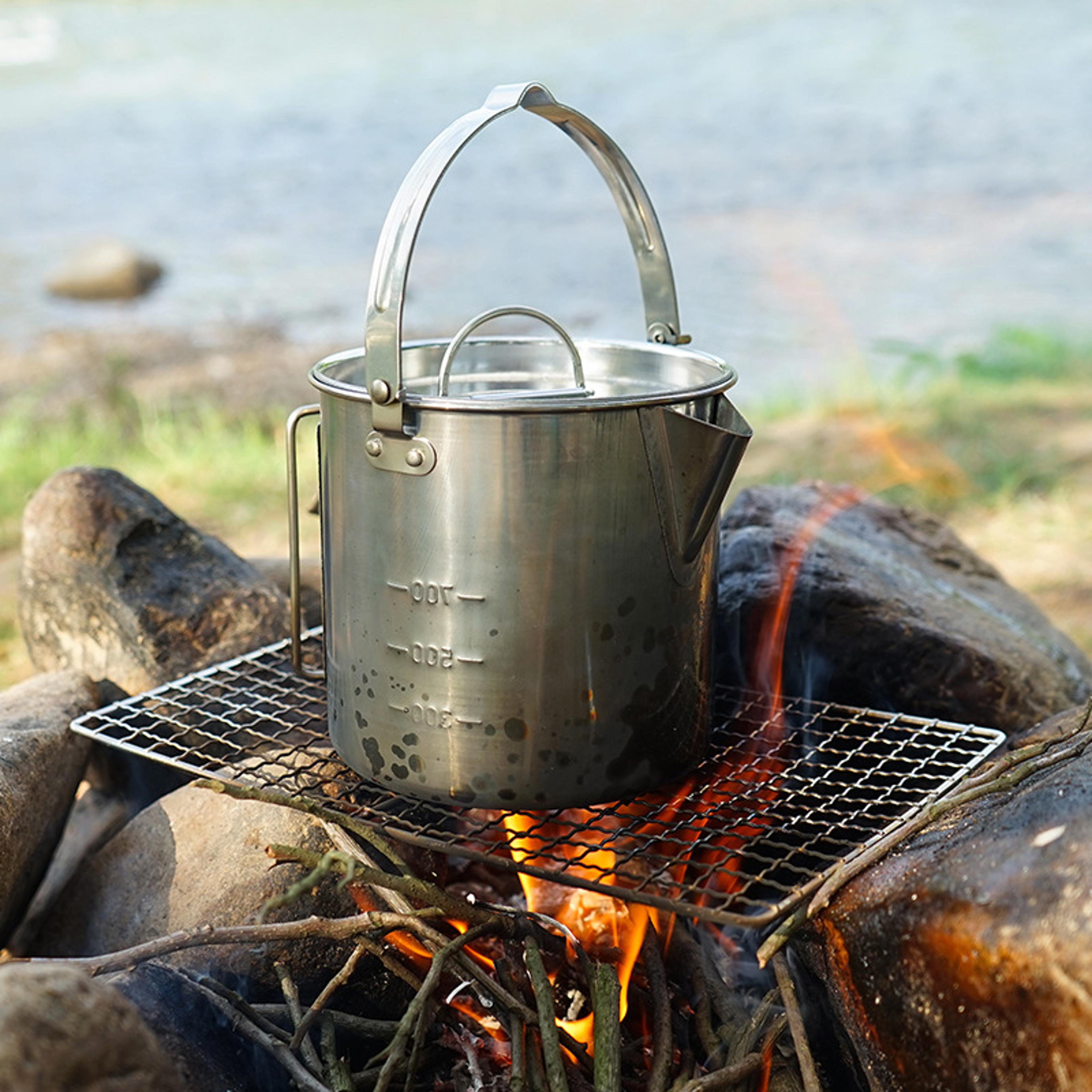 camping kettle stainless steel outdoor coffee pot for hiking & picnic use