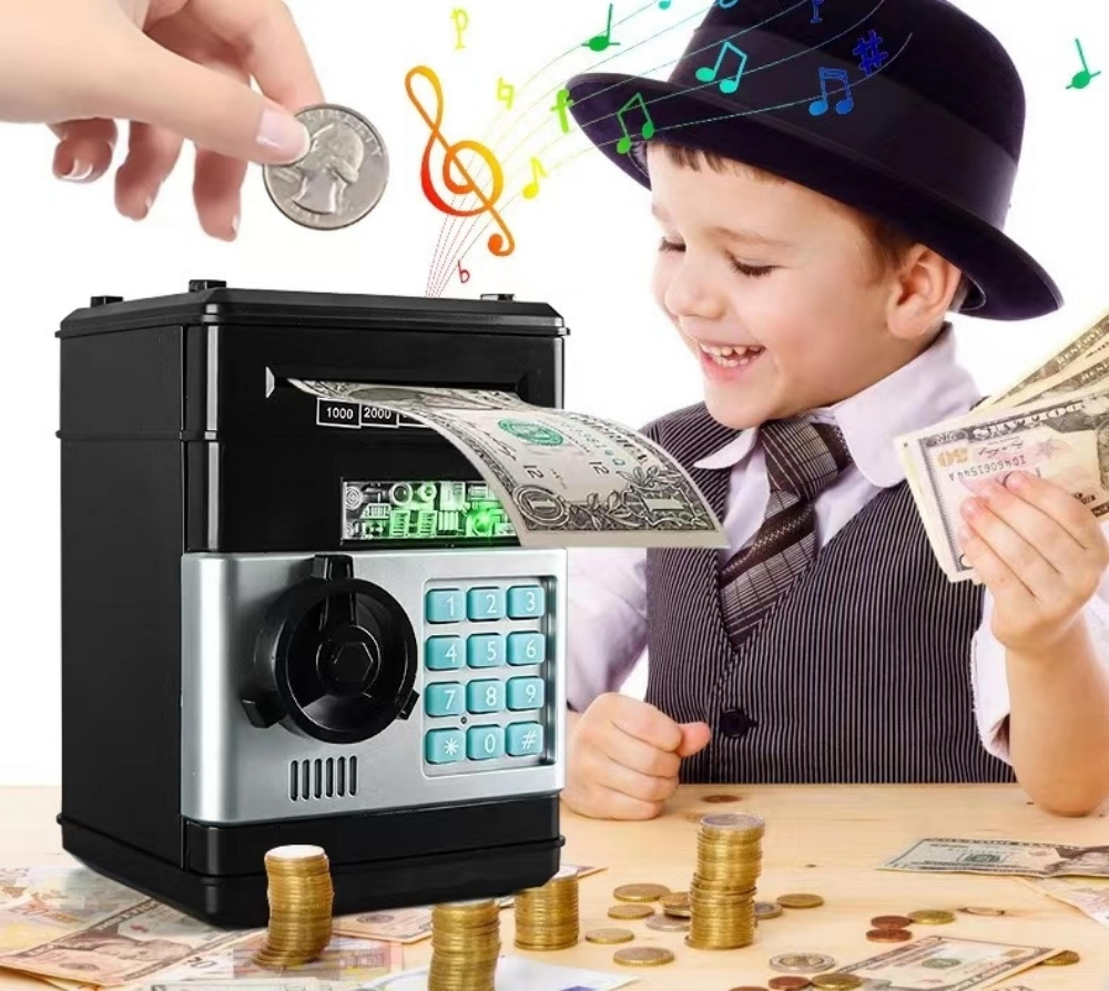 kids atm piggy bank with password lock automatic cash saver