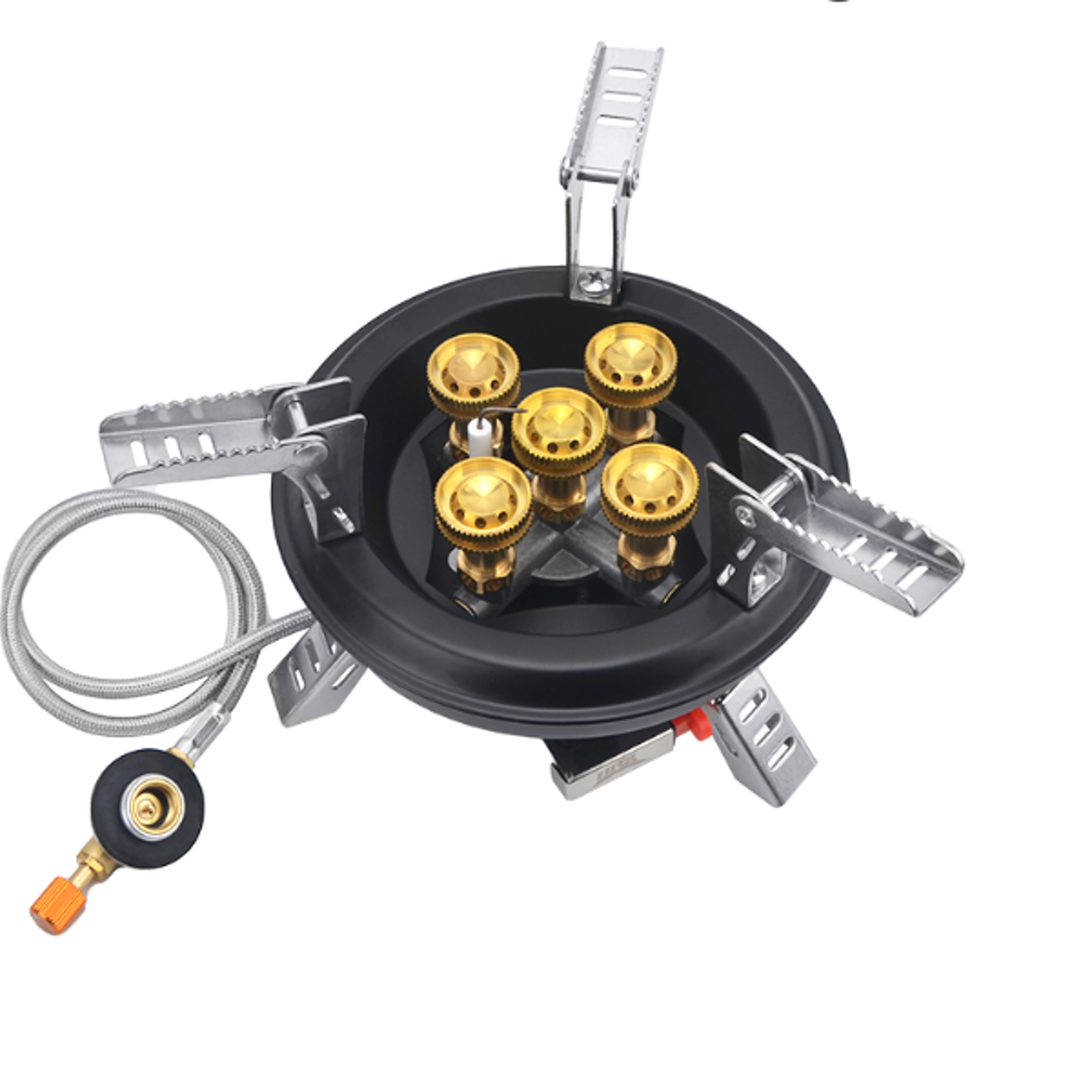 high pressure camping gas stove portable hiking burner with windshield & piezo ignition