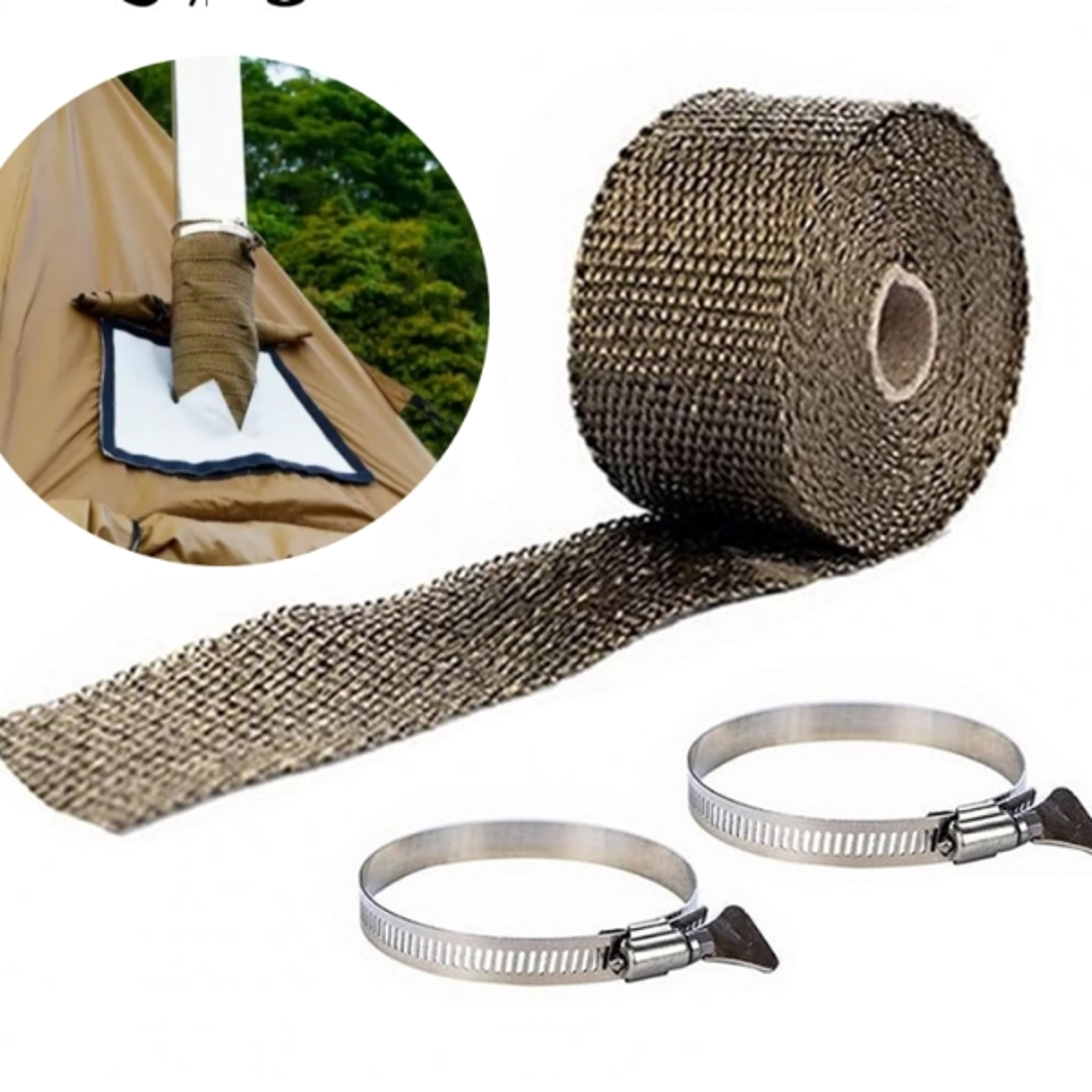 Stovepipe Fireproof Wrap Ribbon Tent Stove Fireproof Ribbon DIY Stove Pipe Protector Glassfiber Fire