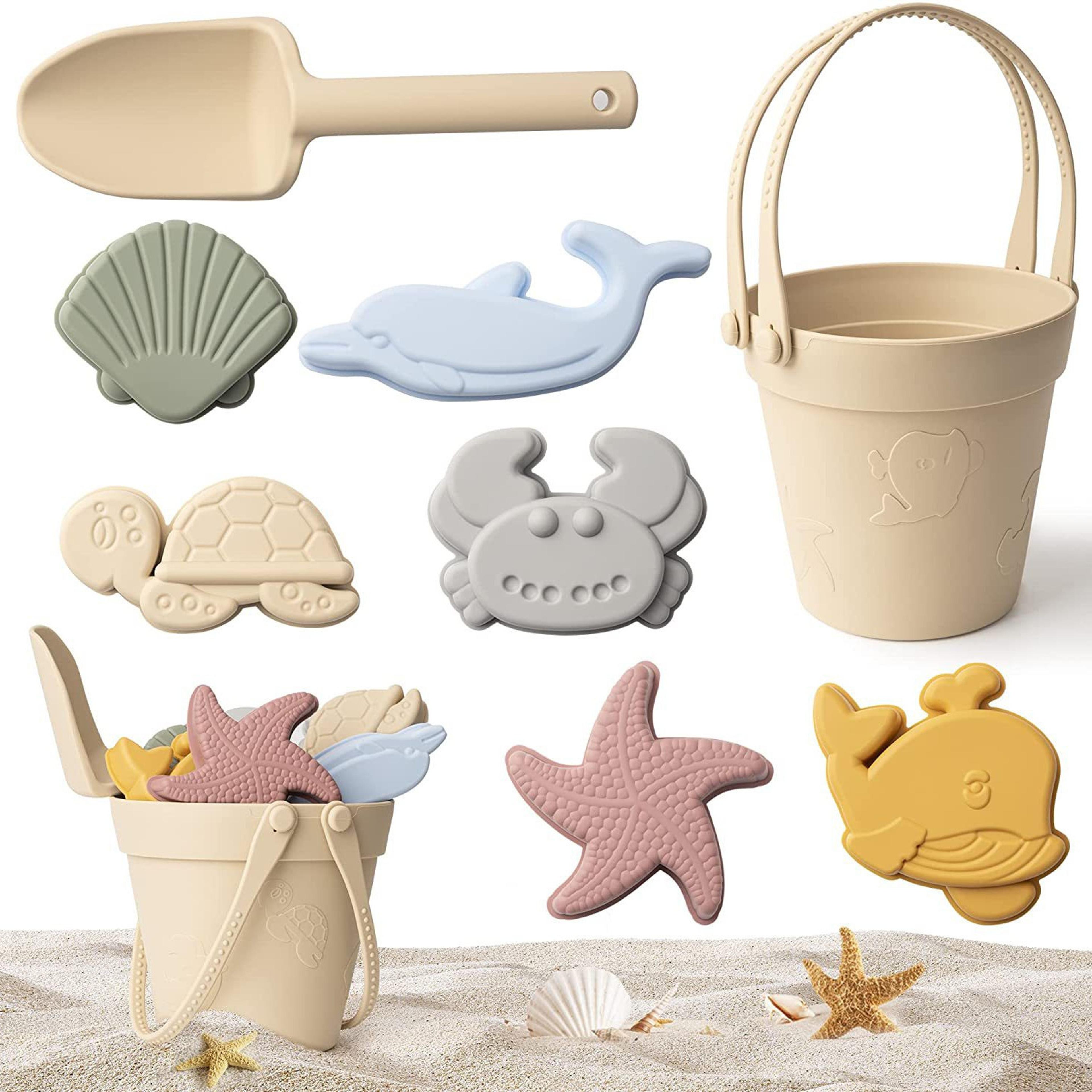 silicone beach toy set with bucket & shovel for kids durable sand play kit