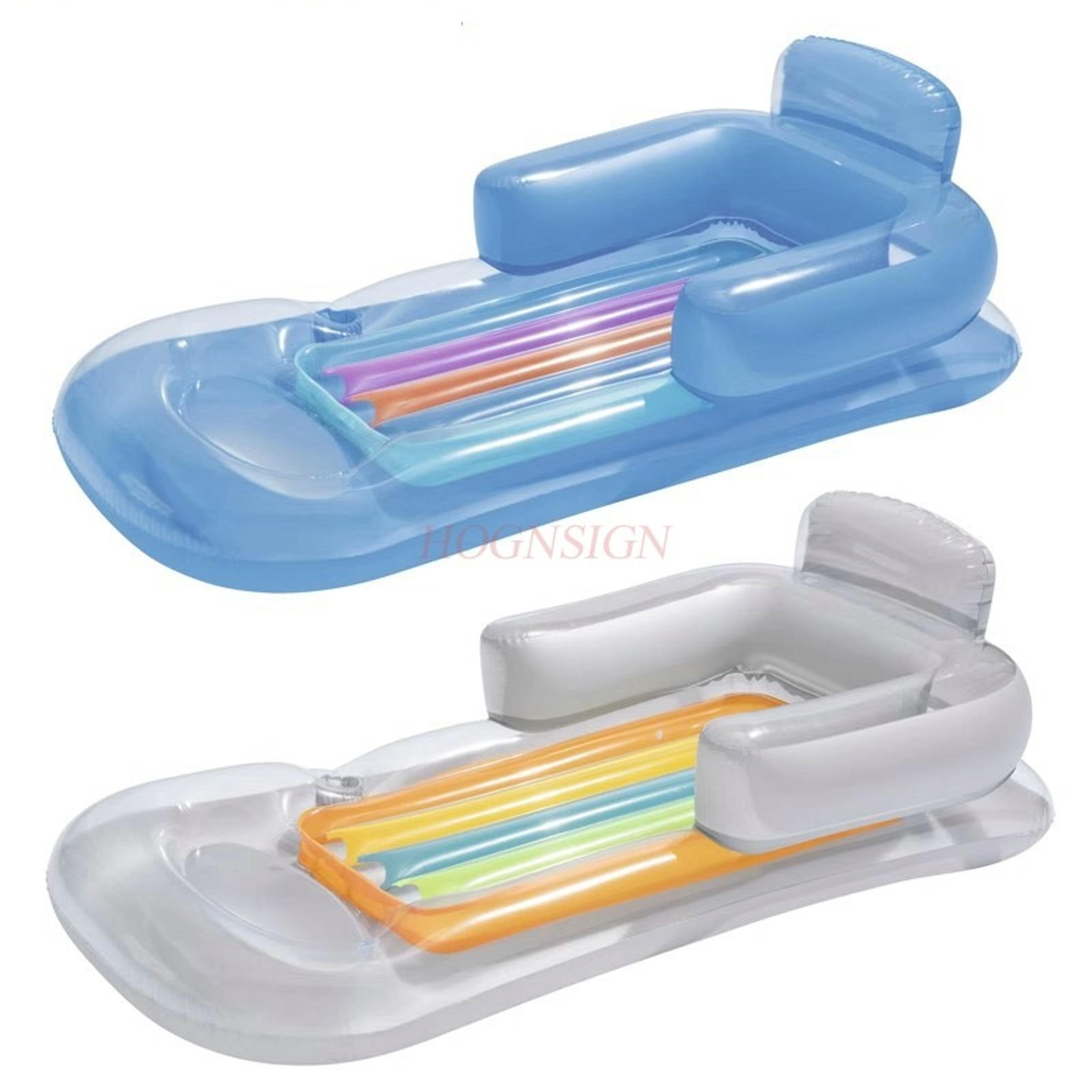 inflatable pool float recliner with backrest floating lounge chair for beach & pool