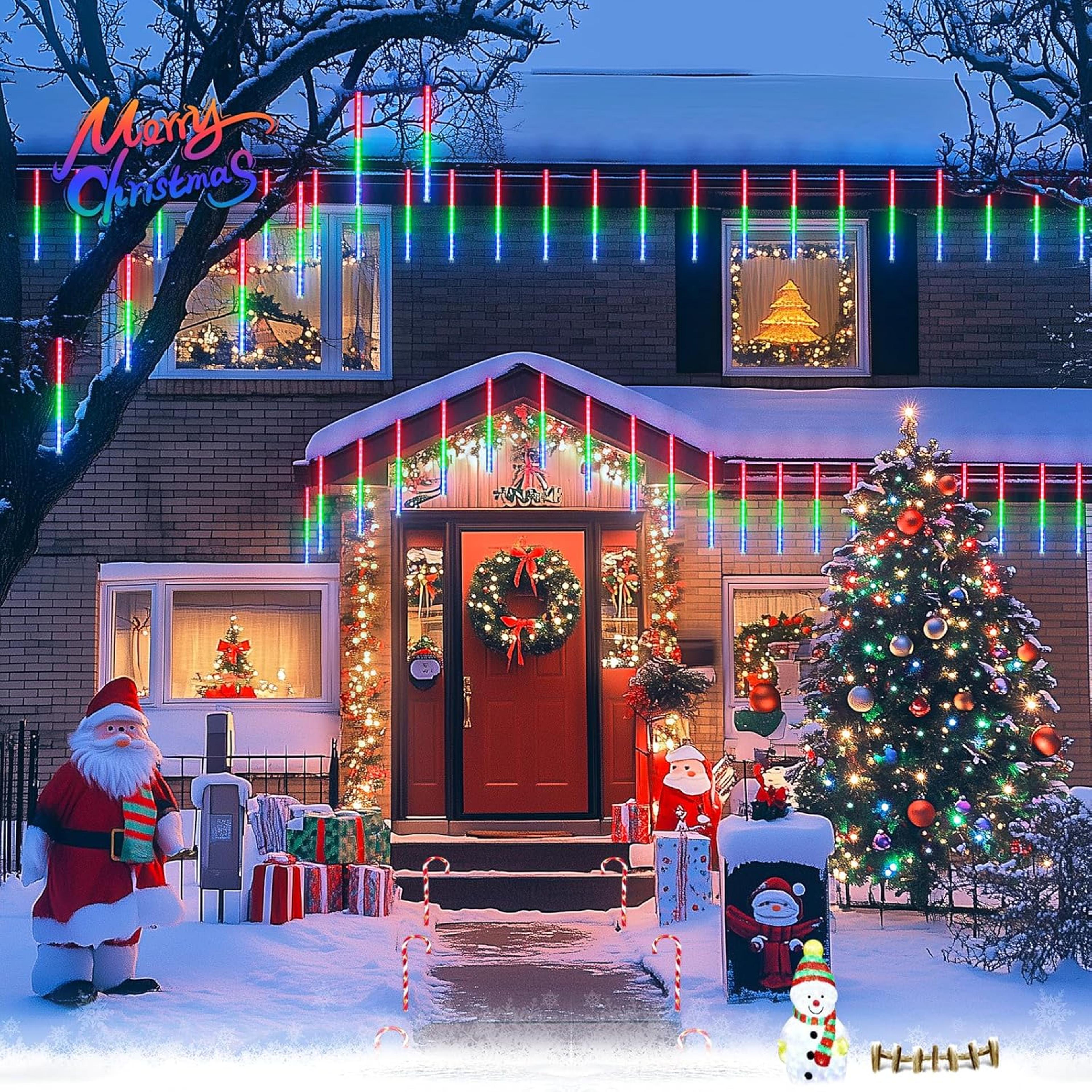 Solar Powered Meteor Shower Lights 200 LED Outdoor Christmas Lights For Garden Patio And Trees 8