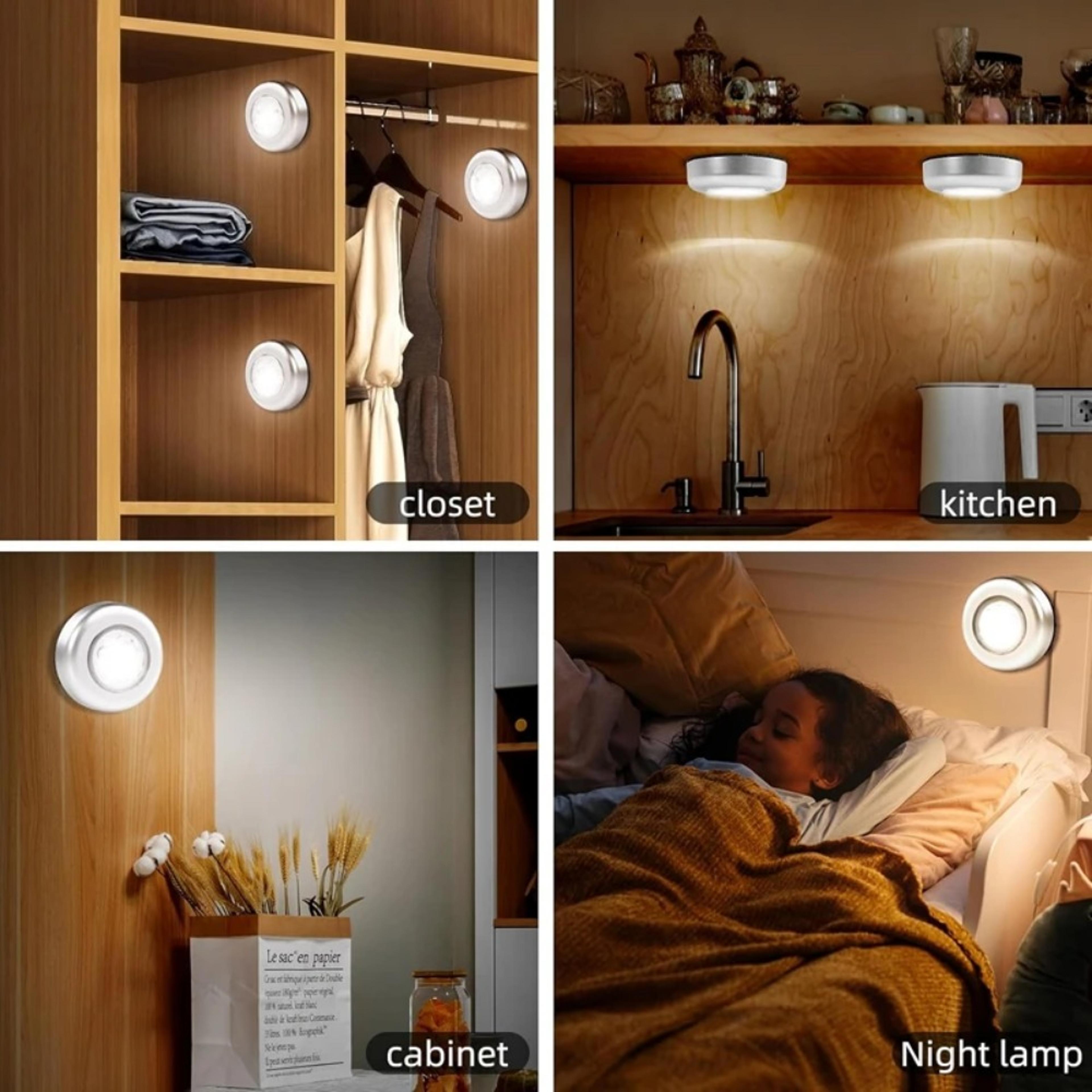 Wireless LED Night Light Touch Control Stick On Under Cabinet Light For Bedroom Closet Kitchen 5
