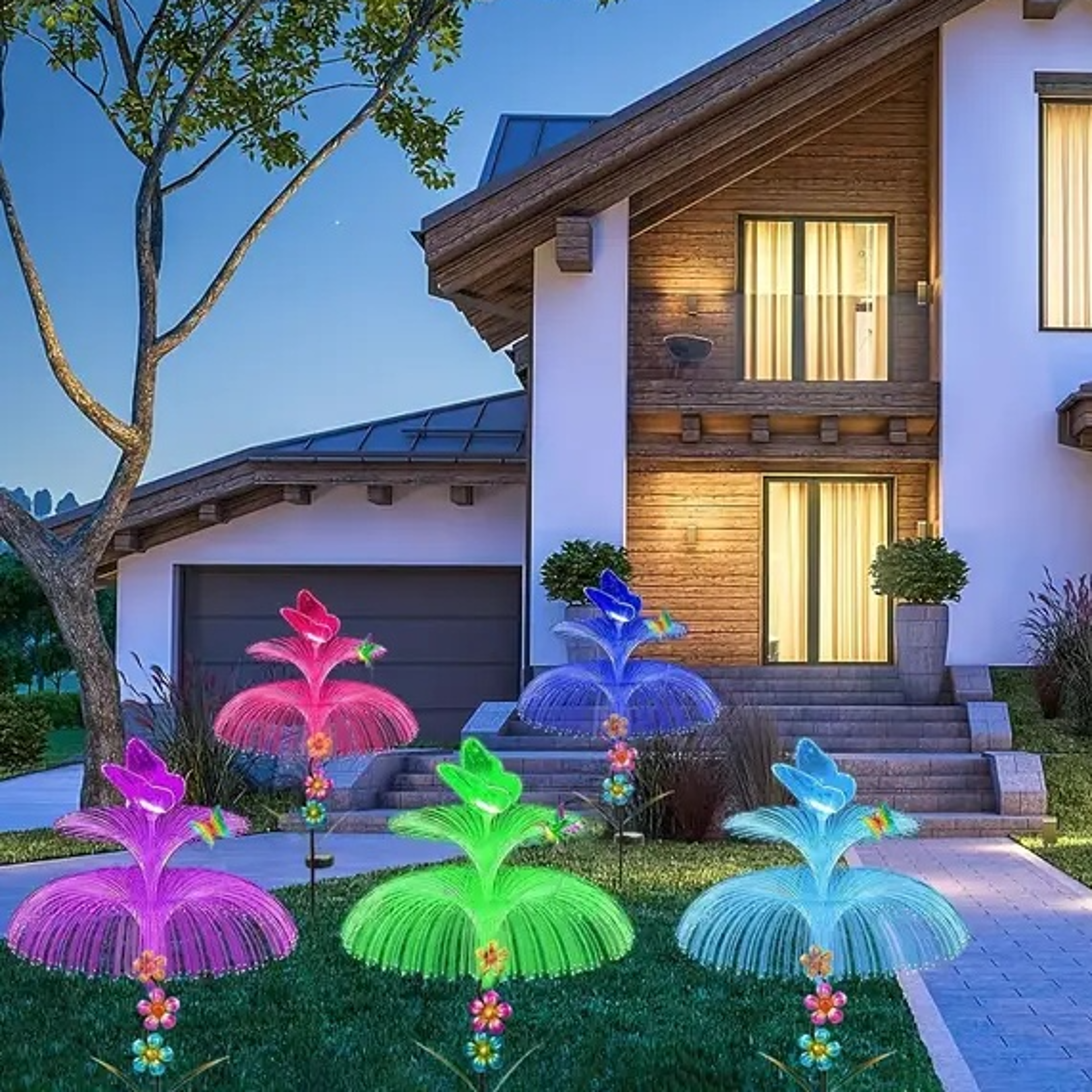 solar jellyfish garden lights outdoor 7 color changing solar garden lights waterproof landscape decor