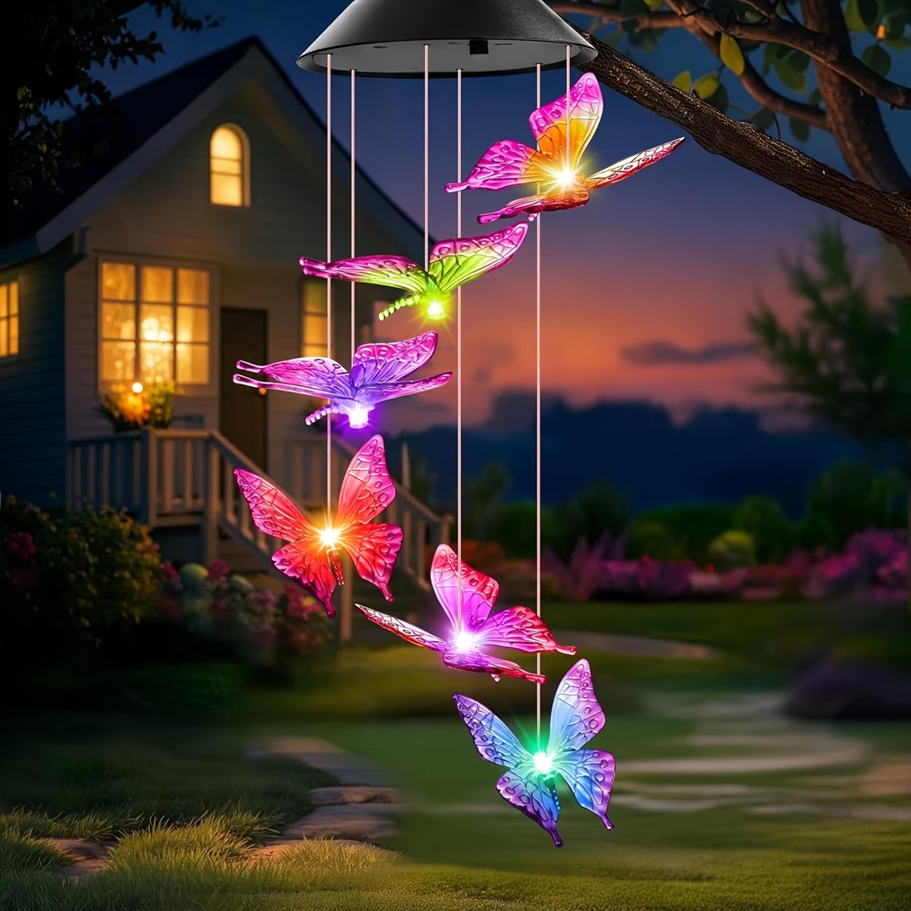 Solar Butterfly Wind Chimes With Color Changing Solar Lights For Garden Patio Outdoor Hanging Decor 7