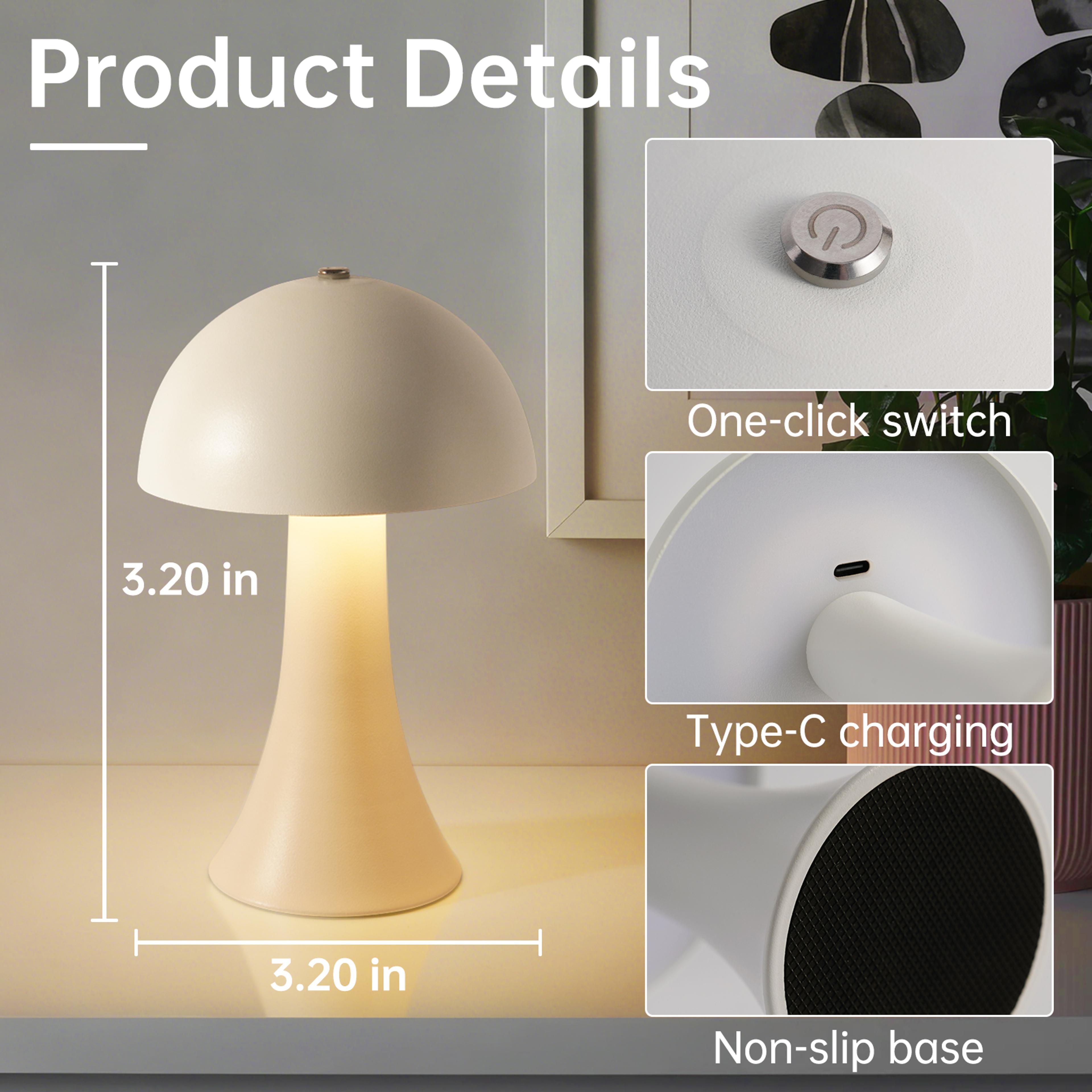 KFV Rechargeable Table Lamp Retro Mushroom Bedside Lamp Touch Sensor LED Desk Light 1