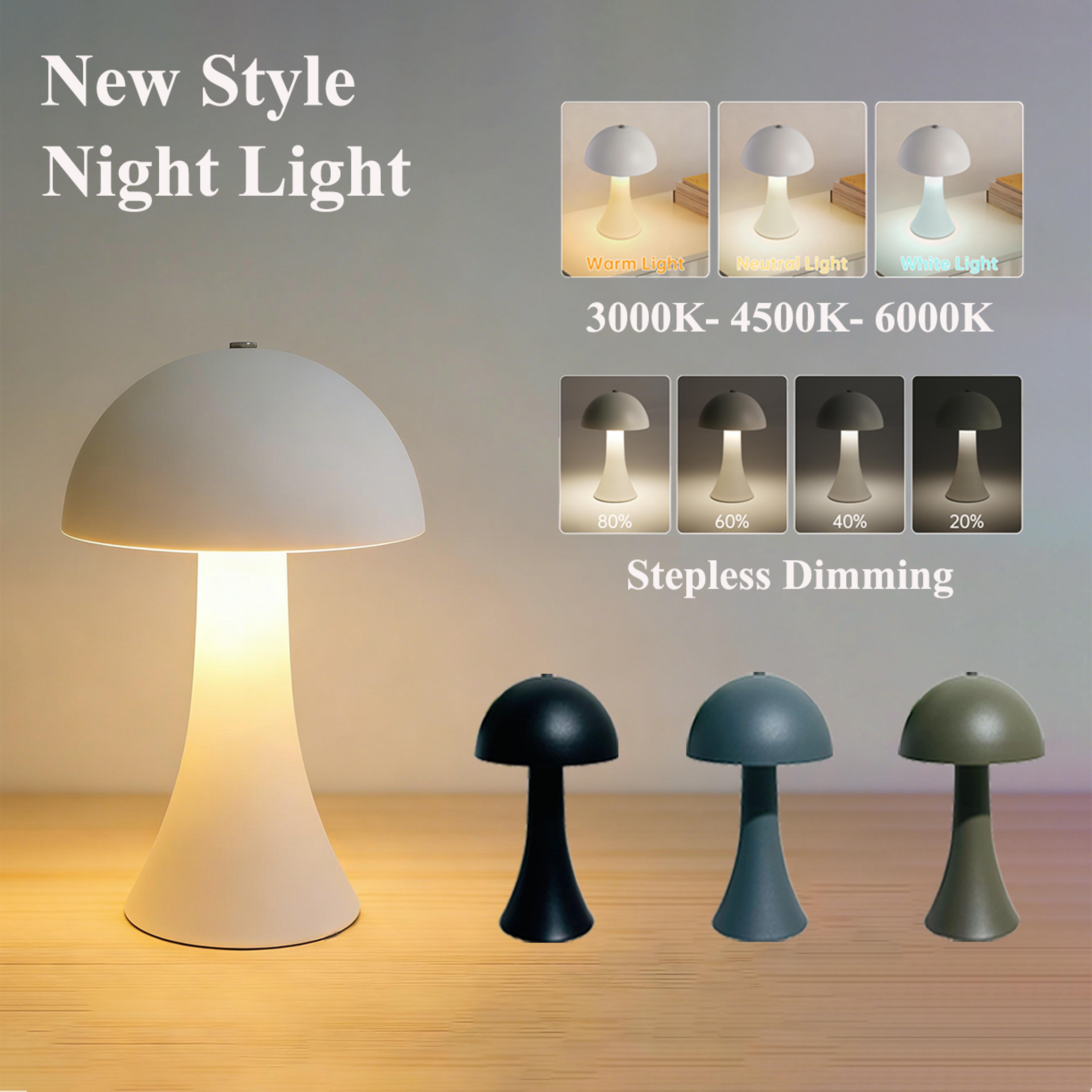 KFV Rechargeable Table Lamp Retro Mushroom Bedside Lamp Touch Sensor LED Desk Light 2