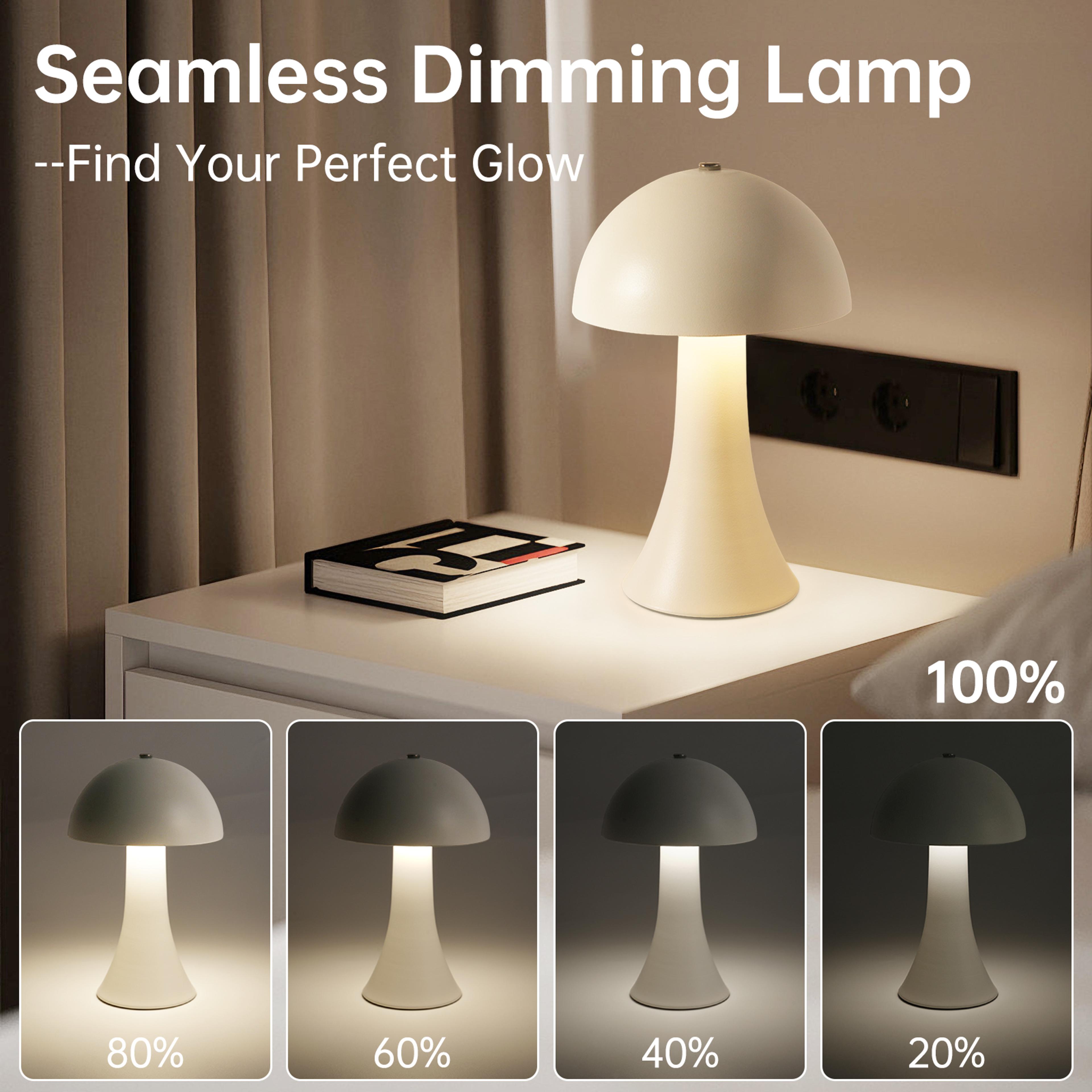 KFV Rechargeable Table Lamp Retro Mushroom Bedside Lamp Touch Sensor LED Desk Light 5