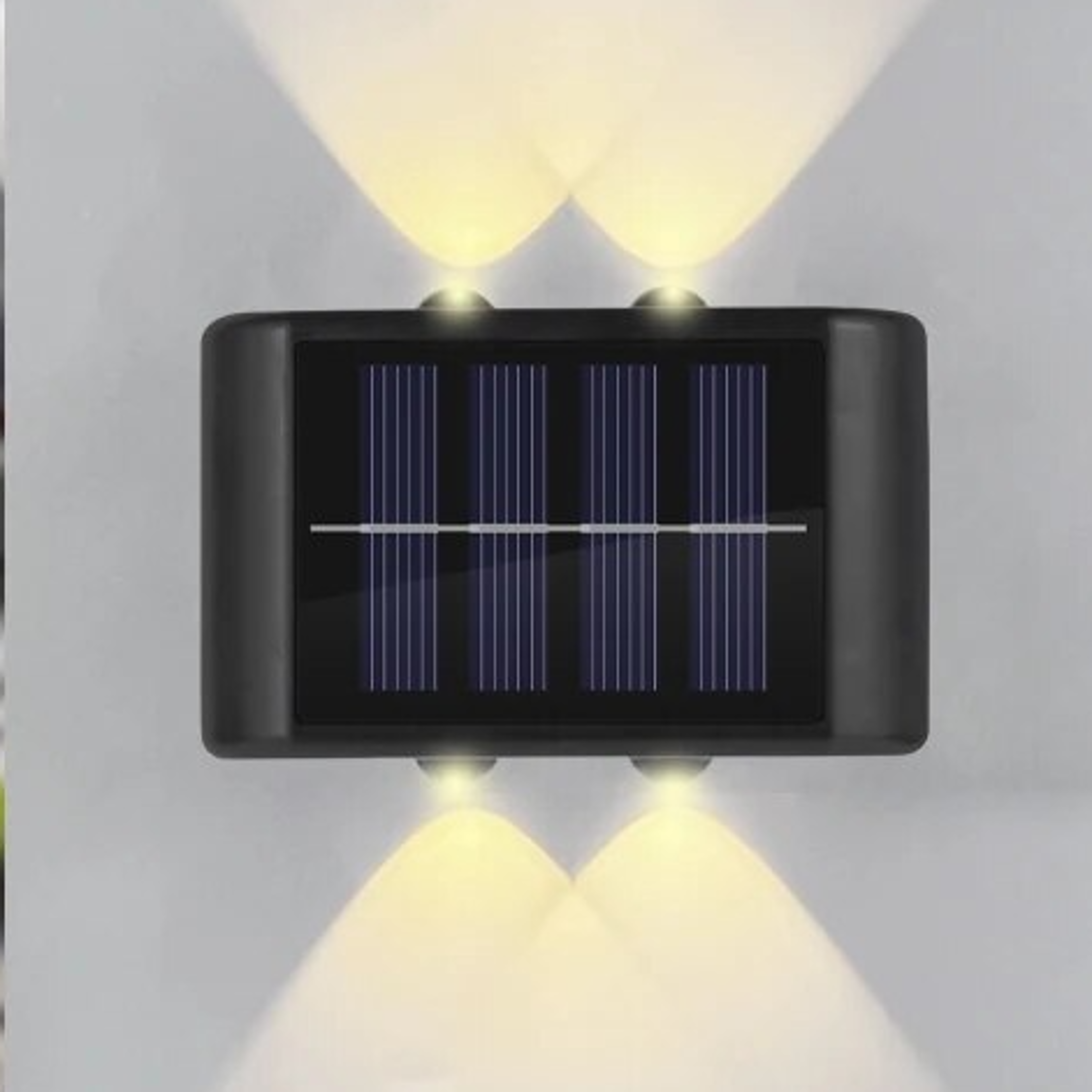 outdoor solar wall light ip65 waterproof 4 led up down garden fence light