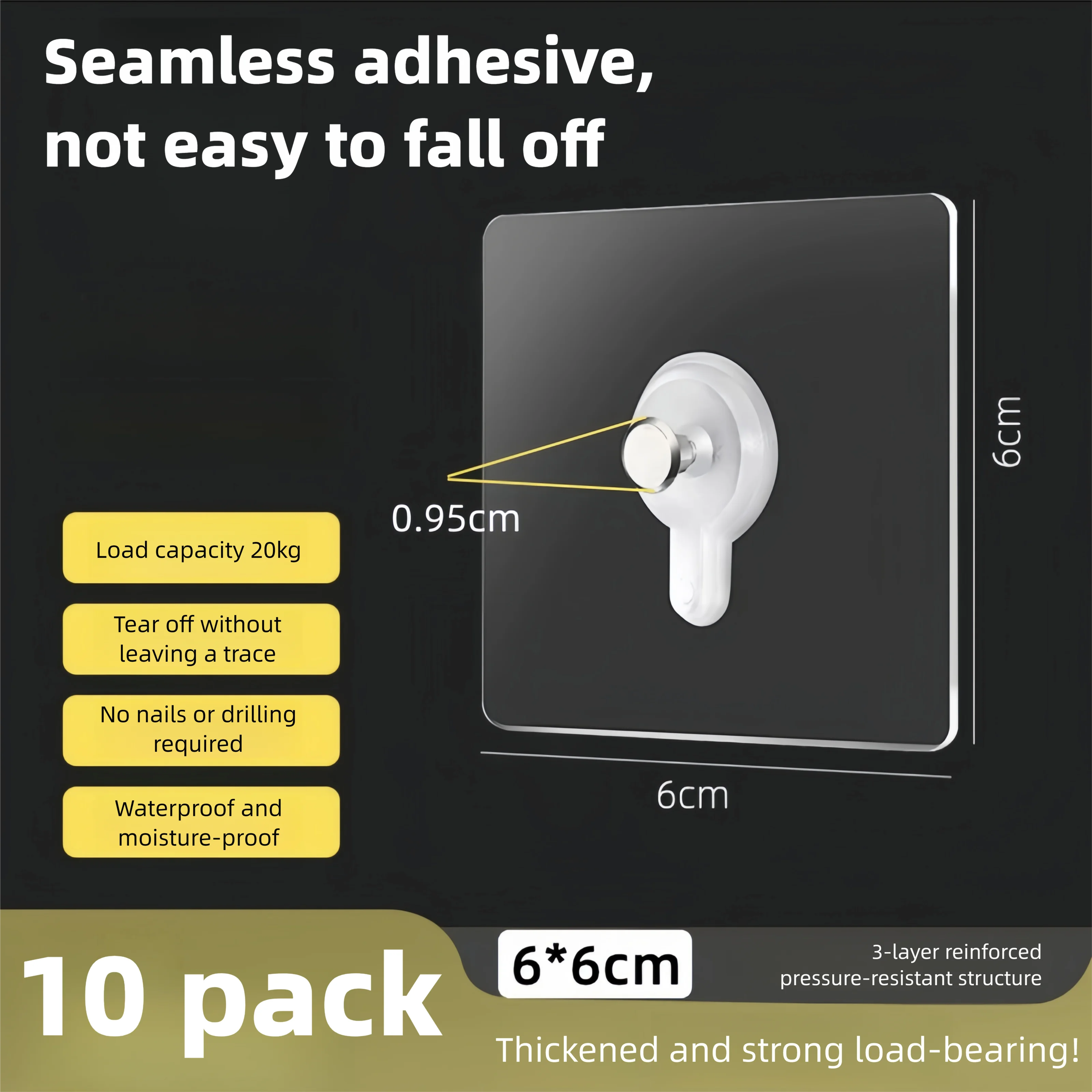 Heavy Duty Adhesive Wall Hooks No Drill Waterproof Picture Frame Hanger For Home Kitchen Bathroom 4
