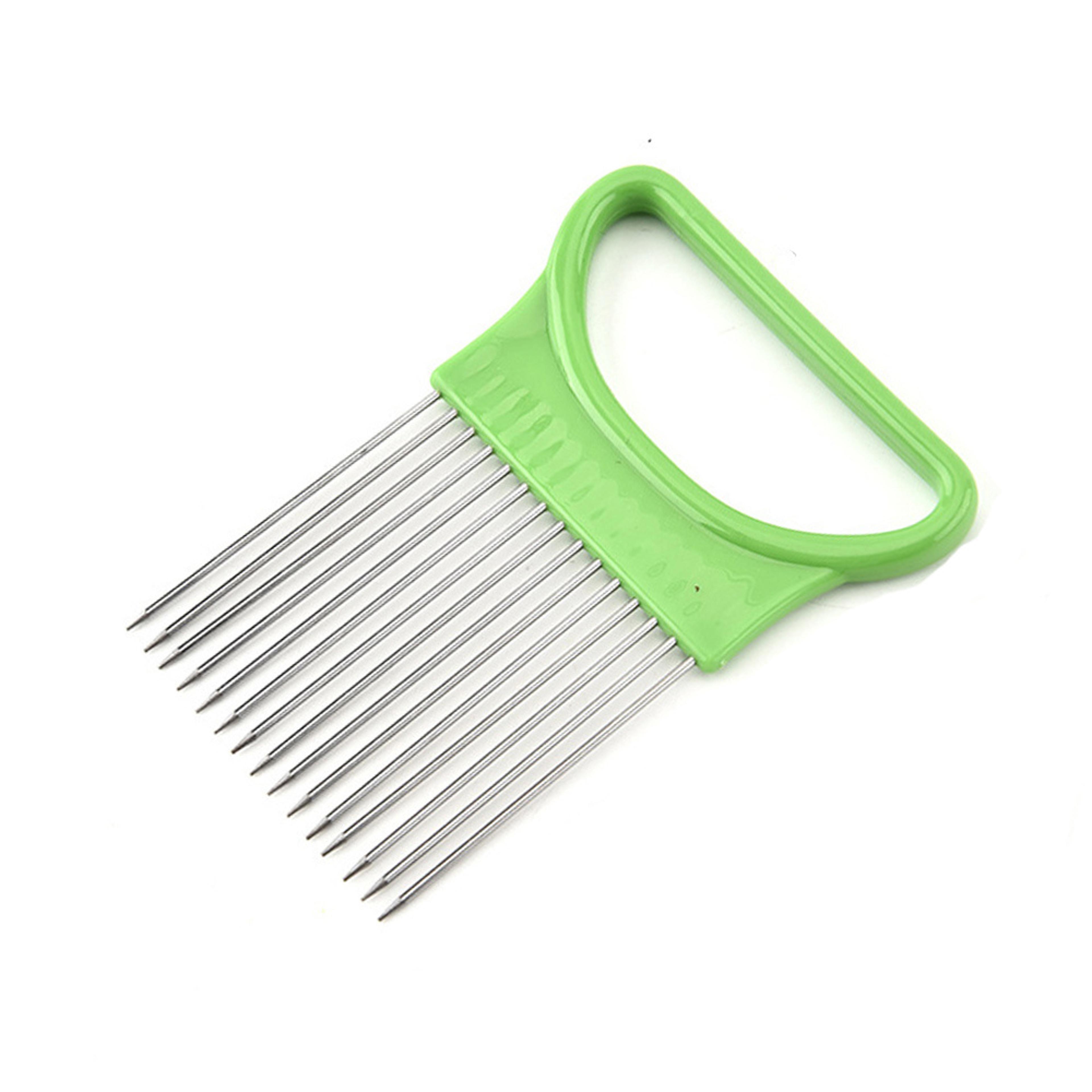 Stainless Steel Onion Holder Fork Vegetable Slicer Tomato Cutting Guide Kitchen Tool 7