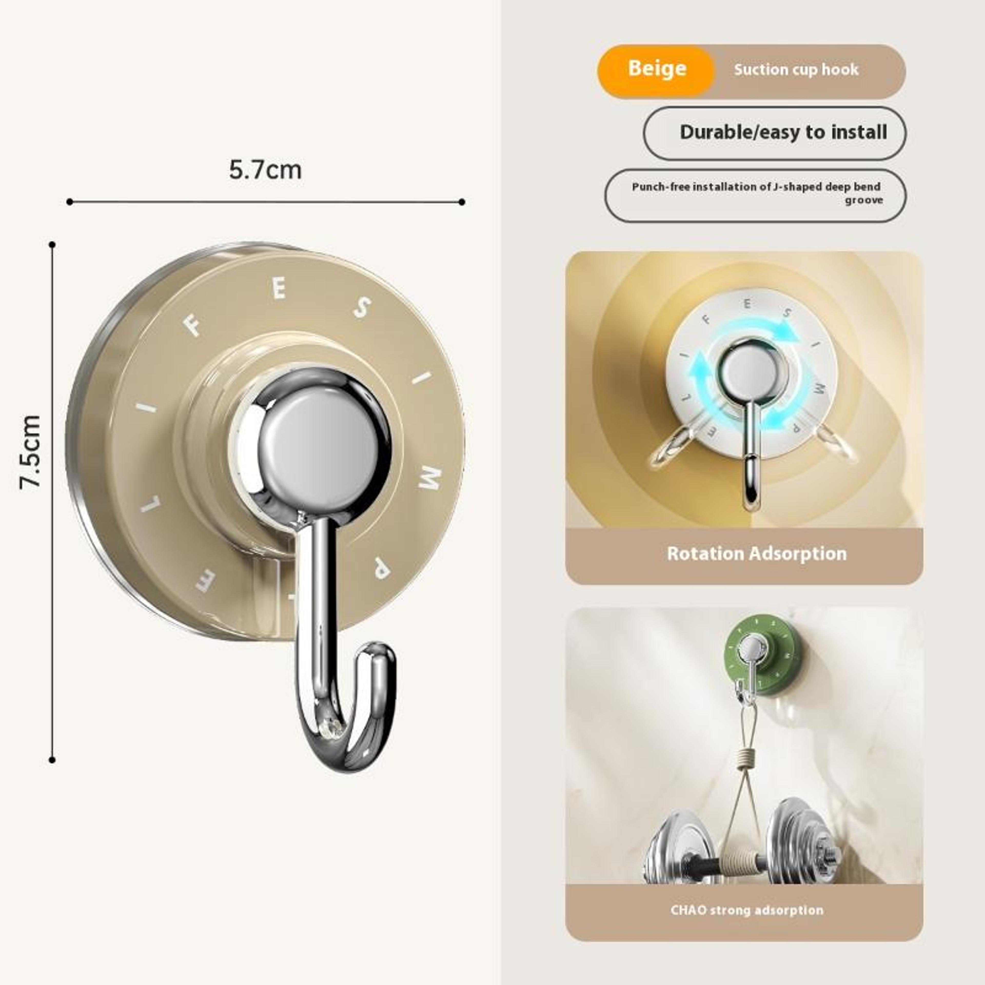 360 Rotating Adhesive Wall Hooks Waterproof No Drill Suction Storage Hooks 5