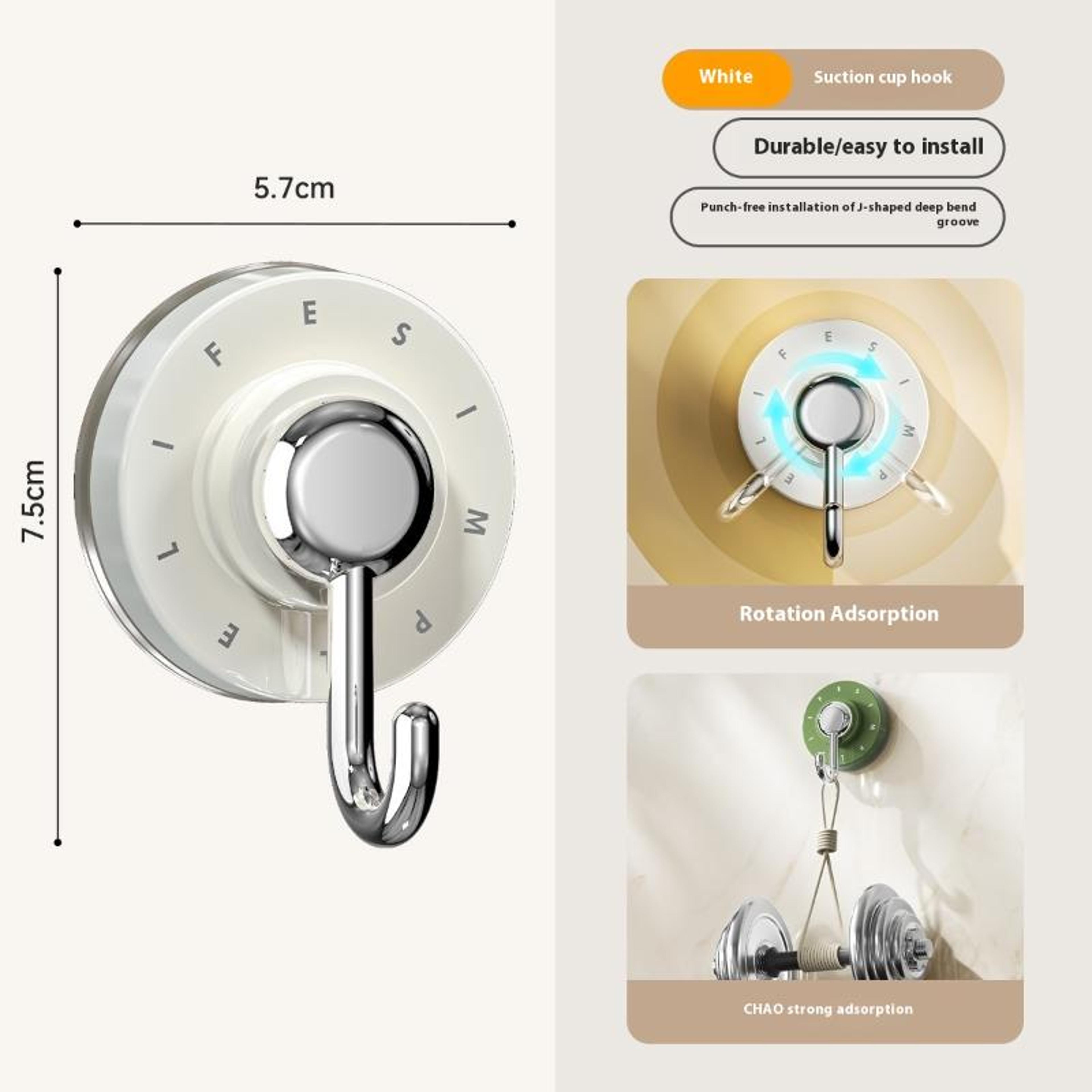 360 Rotating Adhesive Wall Hooks Waterproof No Drill Suction Storage Hooks 8