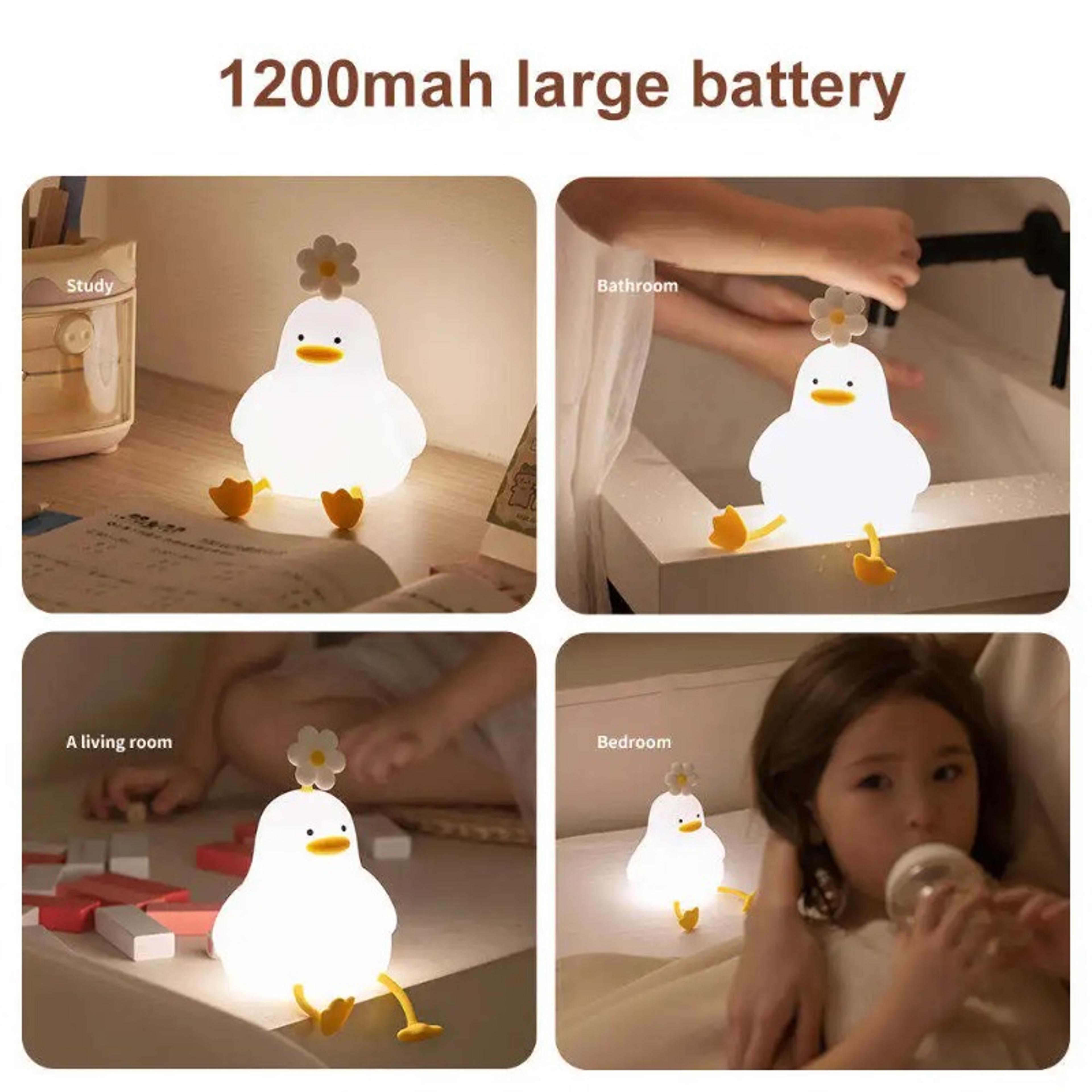 Cute Duck LED Night Light USB Rechargeable Soft Silicone Touch Lamp For Kids Bedroom Nursery 4