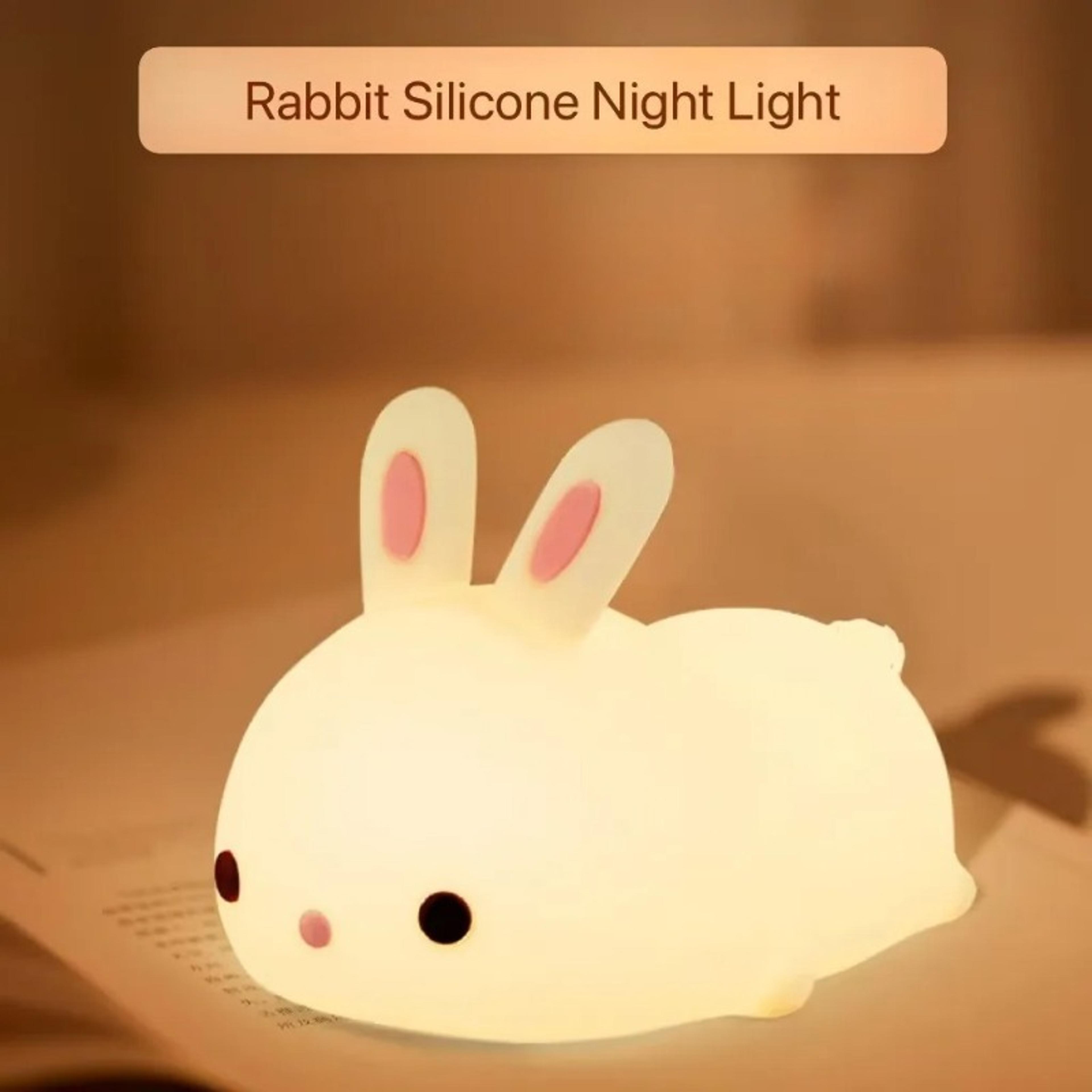 Rechargeable Rabbit Night Light Soft Silicone Kids Night Light USB LED Bedside Lamp 5