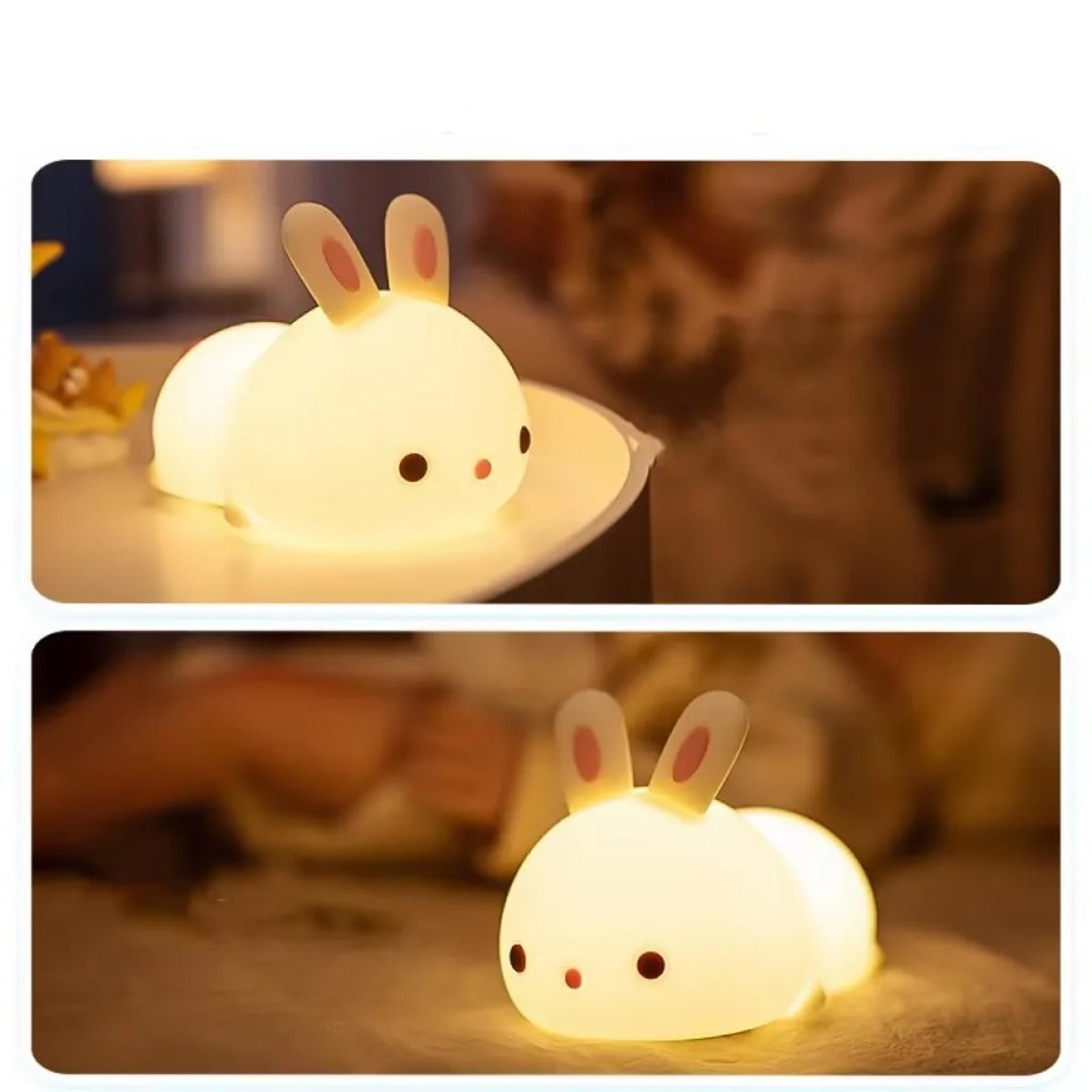 Rechargeable Rabbit Night Light Soft Silicone Kids Night Light USB LED Bedside Lamp 3