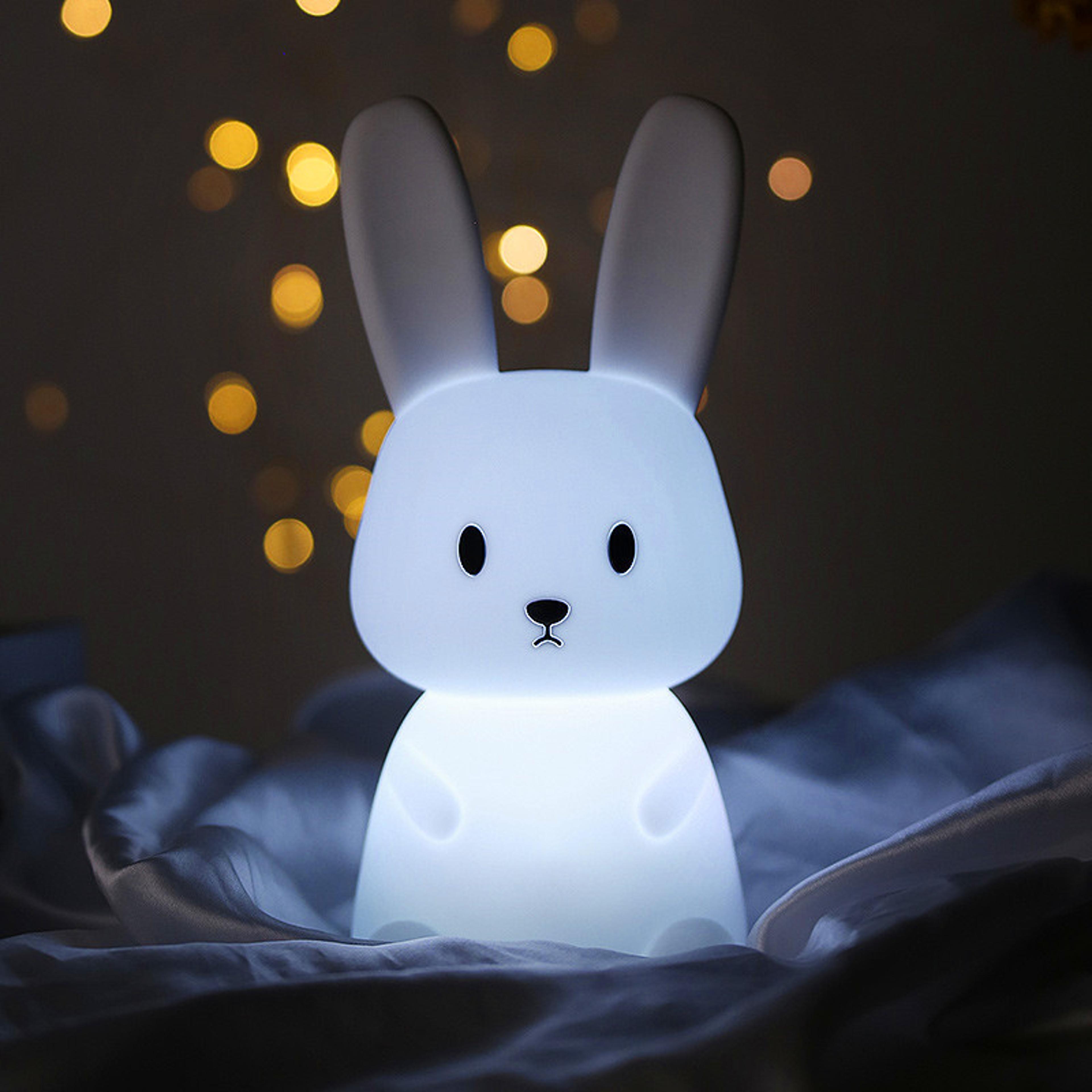 Cute Rabbit Night Light Soft Silicone LED Night Light Touch Sensor Nursery Table Lamp For Kids 7