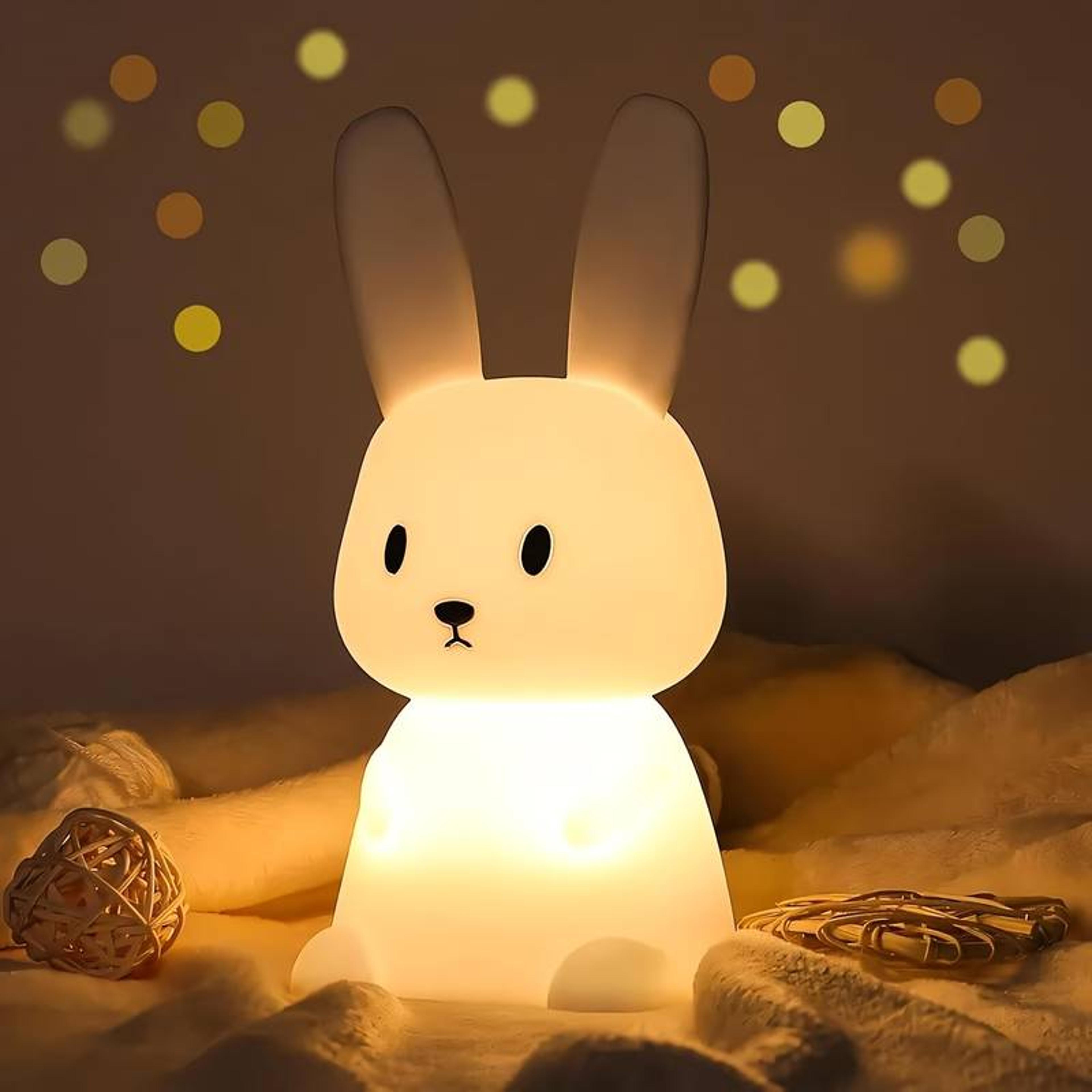 Cute Rabbit Night Light Soft Silicone LED Night Light Touch Sensor Nursery Table Lamp For Kids 5