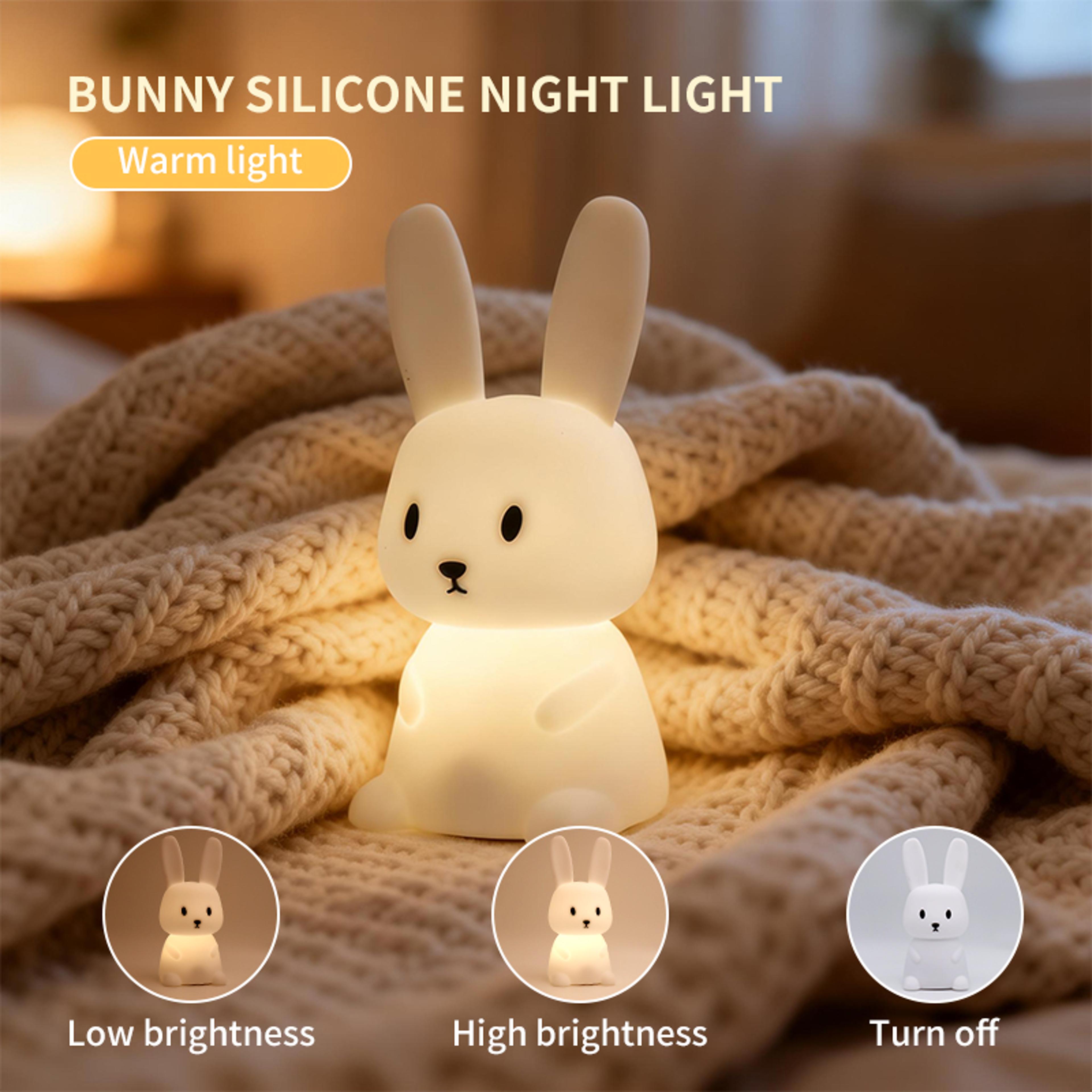Cute Rabbit Night Light Soft Silicone LED Night Light Touch Sensor Nursery Table Lamp For Kids 4