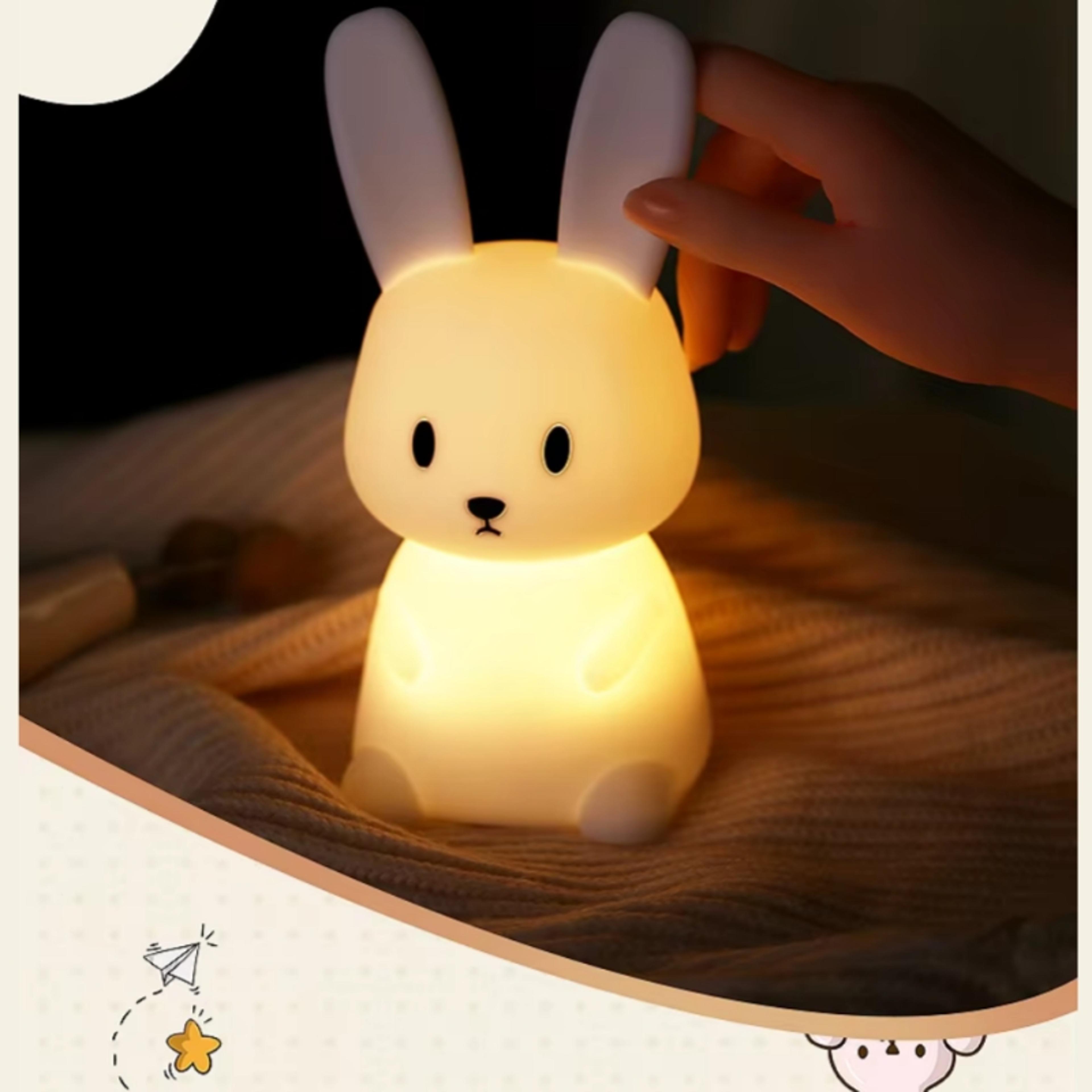 Cute Rabbit Night Light Soft Silicone LED Night Light Touch Sensor Nursery Table Lamp For Kids 3
