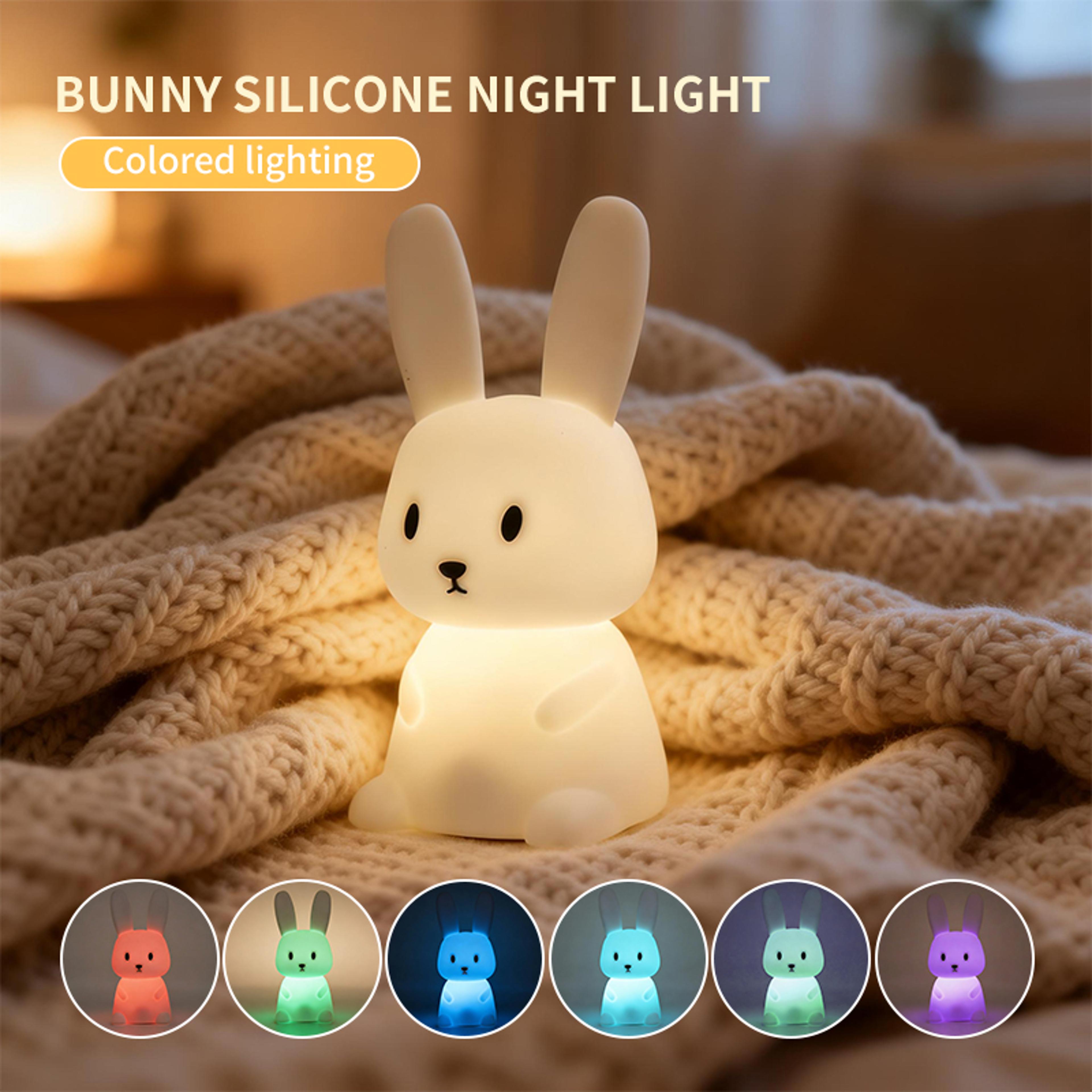 Cute Rabbit Night Light Soft Silicone LED Night Light Touch Sensor Nursery Table Lamp For Kids 6